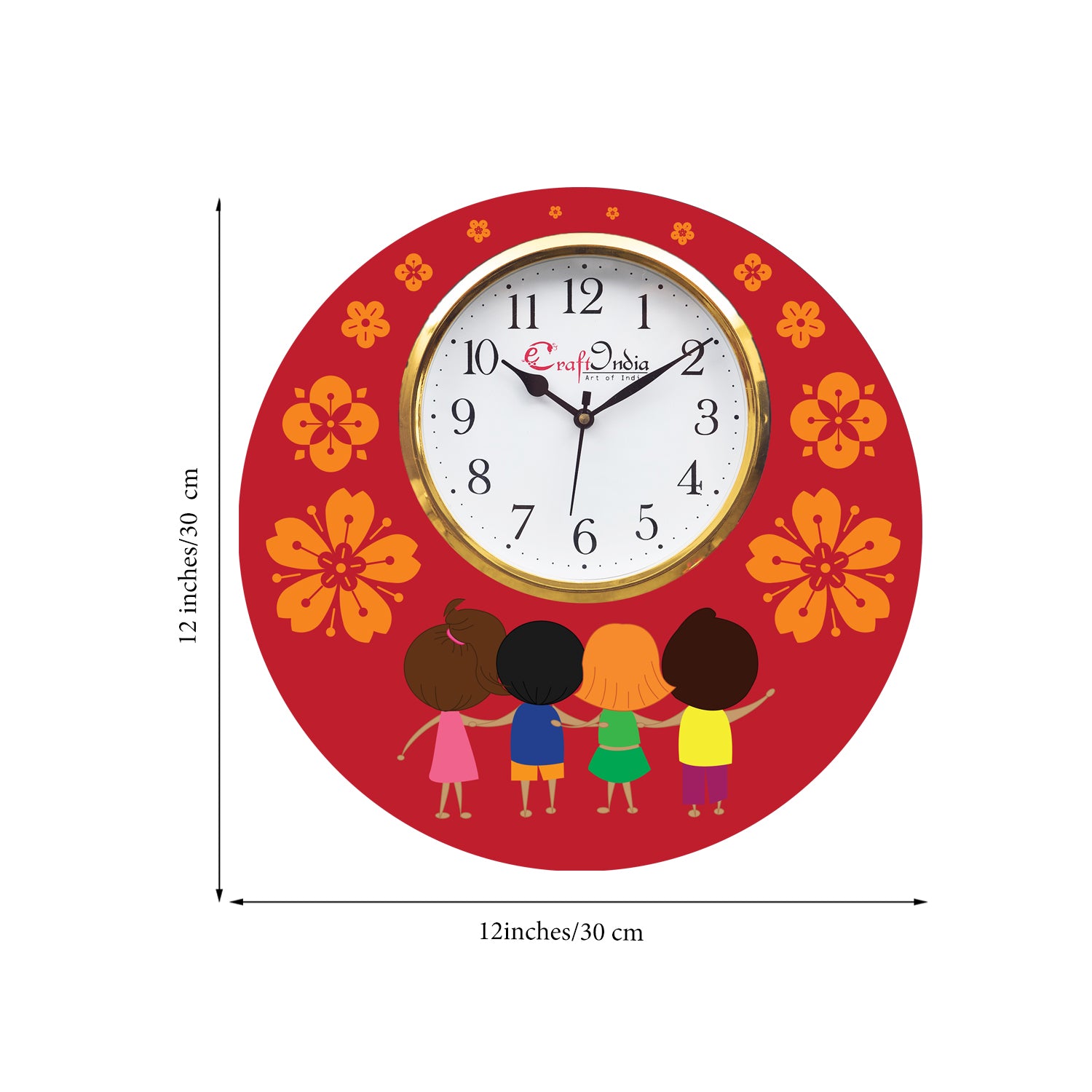 Friendship Theme Wooden Colorful Round Wall Clock 2
