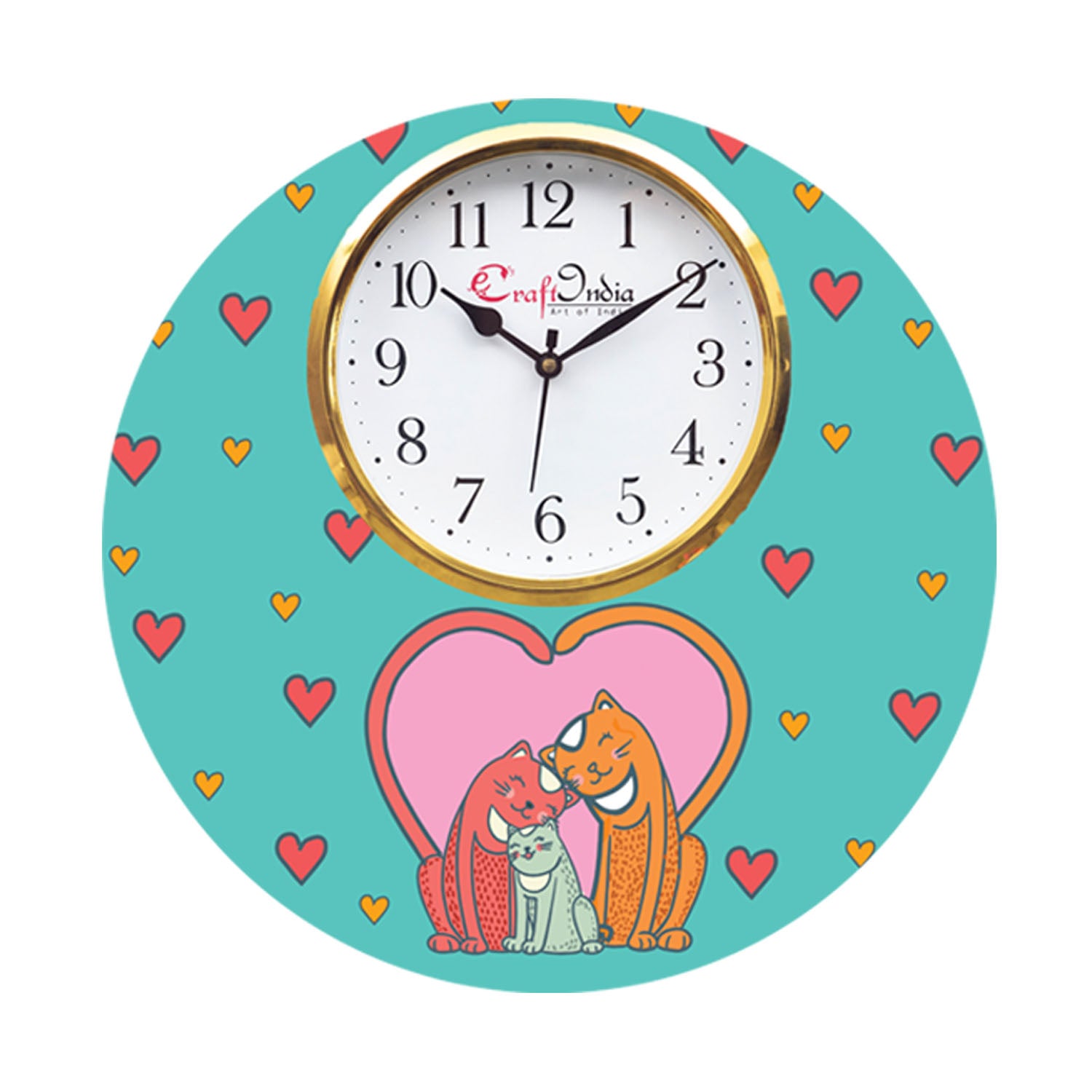Family Love Theme Wooden Colorful Round Wall Clock