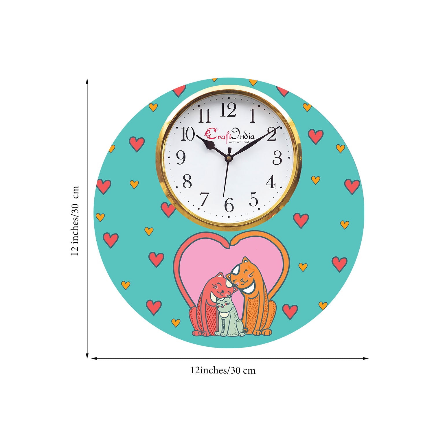 Family Love Theme Wooden Colorful Round Wall Clock 2