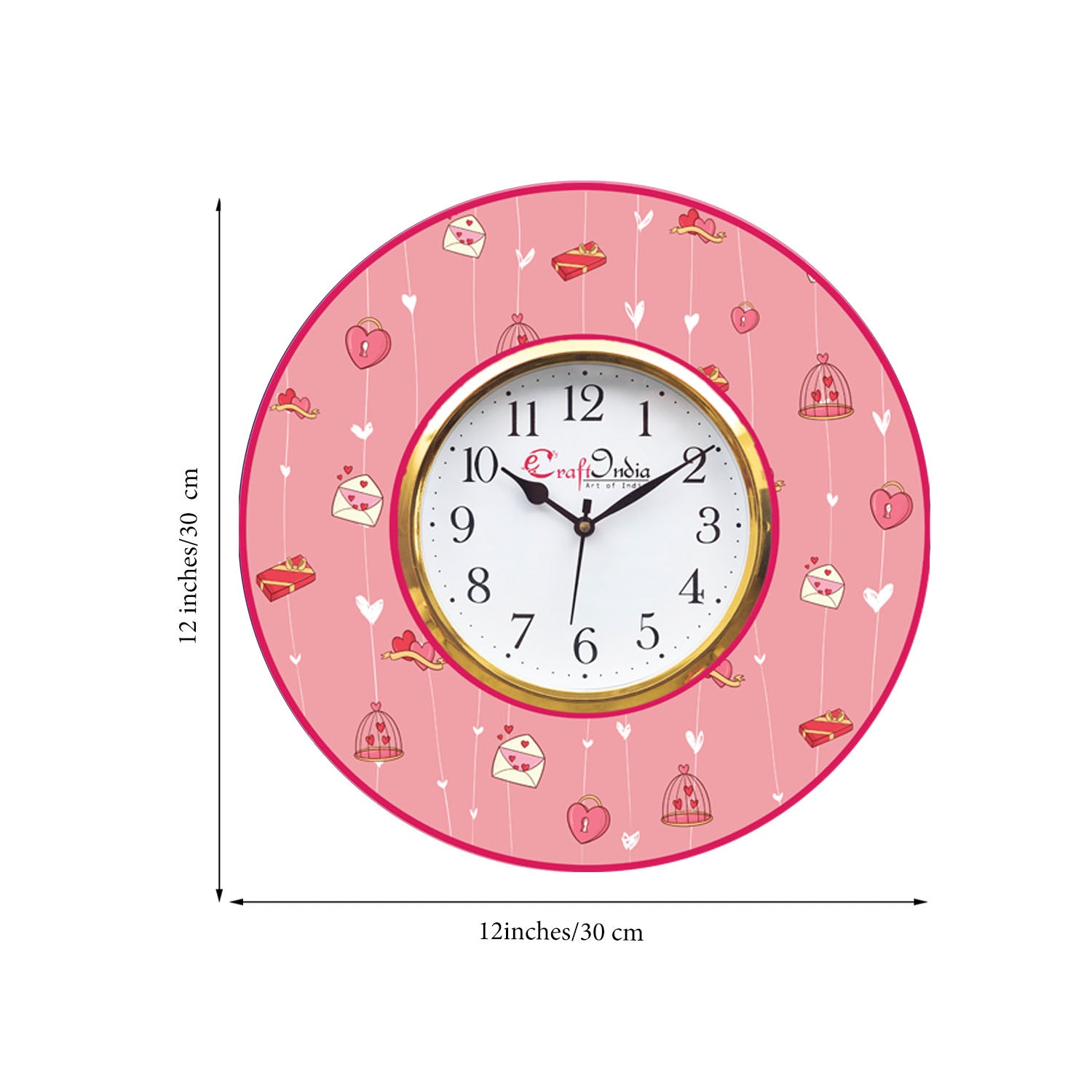 Valentine Love Gift and Heart Theme Wooden Colorful Round Wall Clock 2