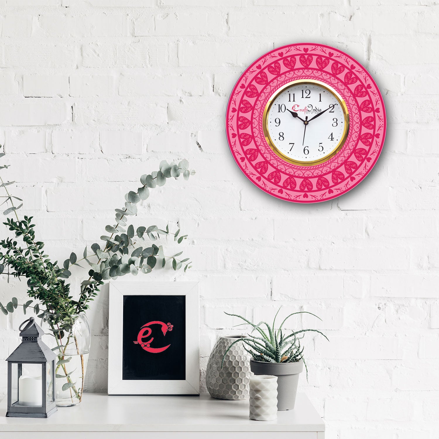 Valentine Love Heart Theme Wooden Colorful Round Wall Clock 1