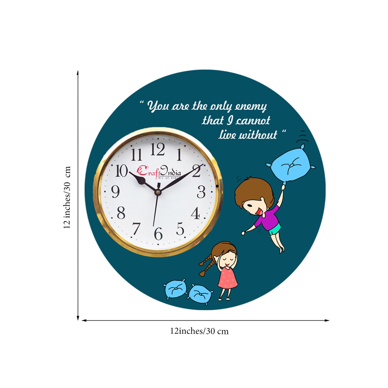 Brother Sister Theme Wooden Colorful Round Wall Clock 2