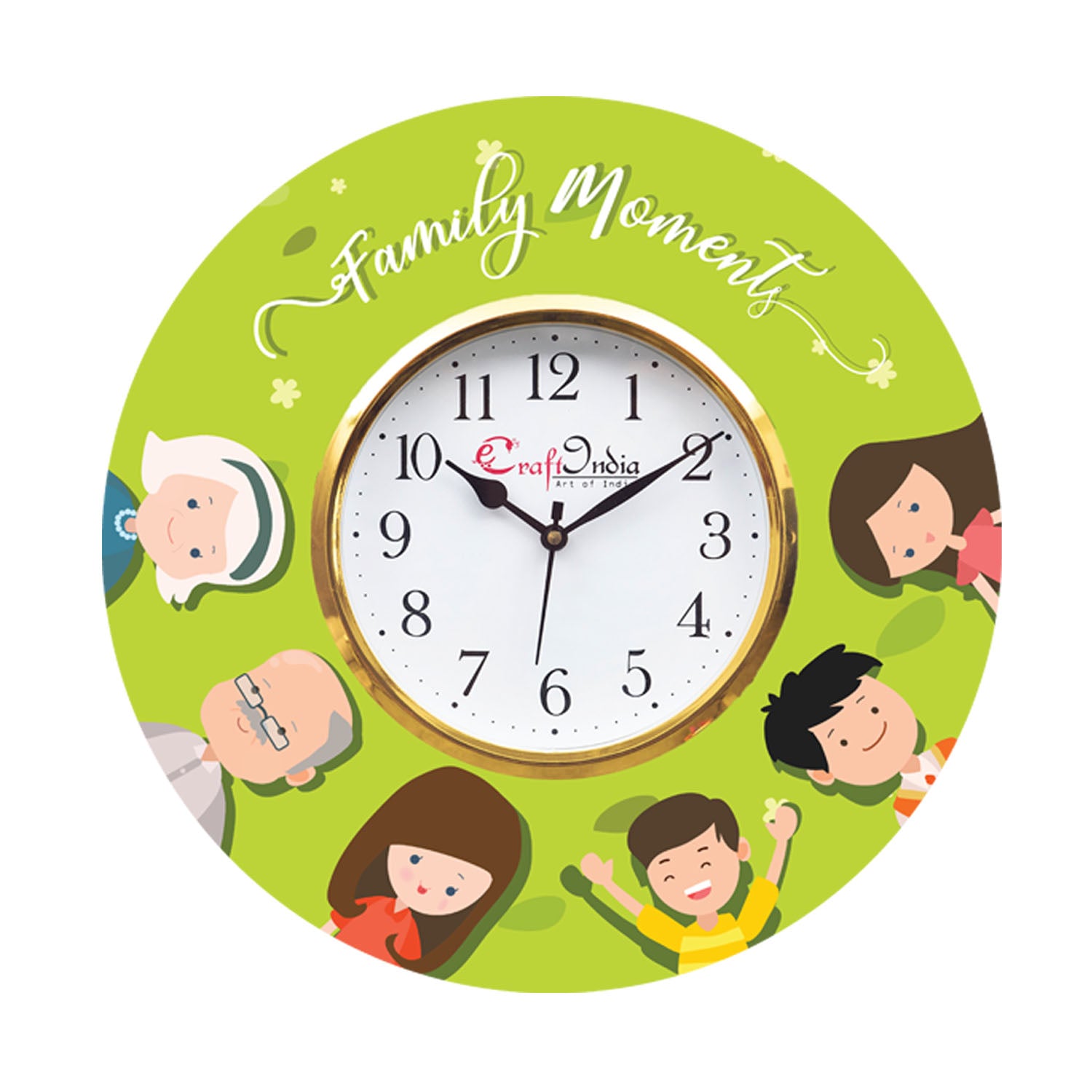 Family Moments Theme Wooden Colorful Round Wall Clock