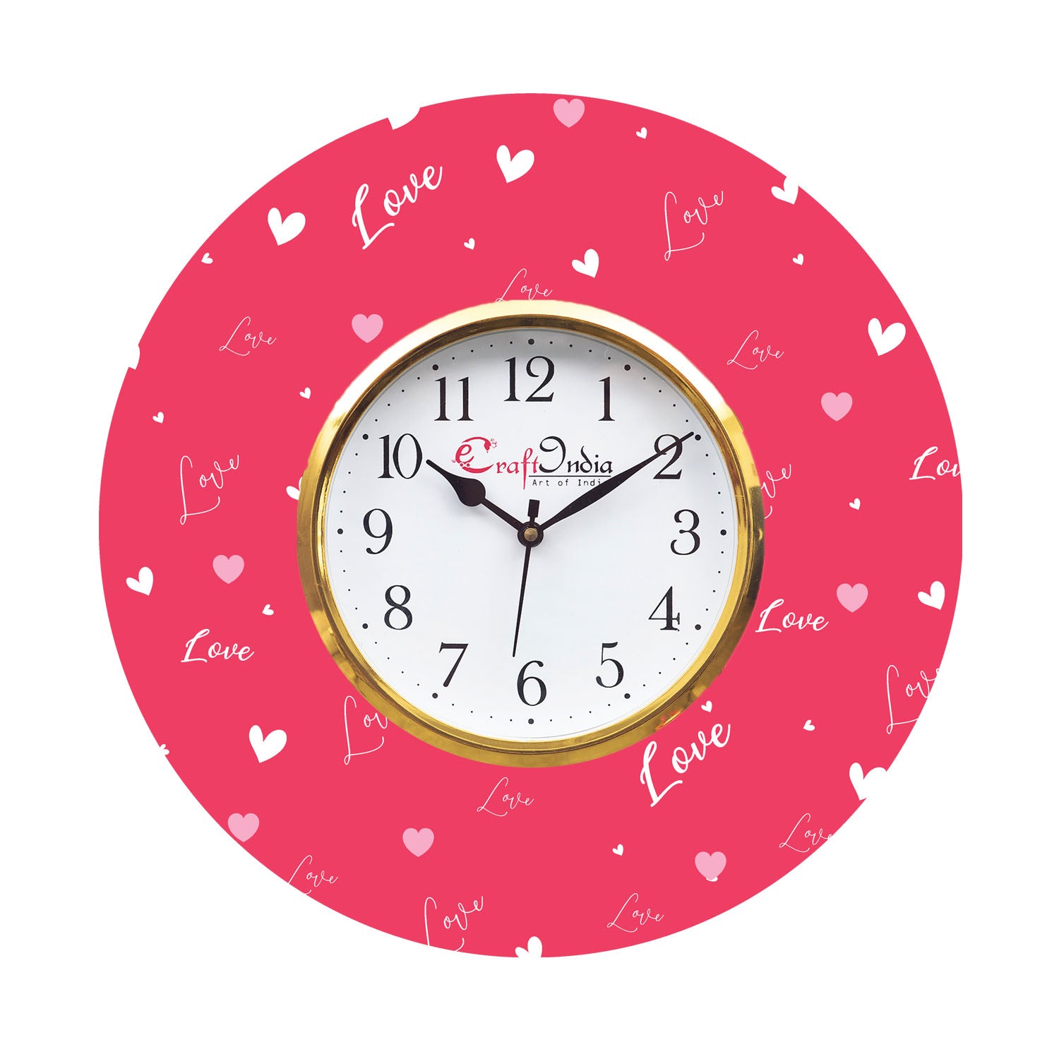 Valentine Love Design Wooden Colorful Round Wall Clock
