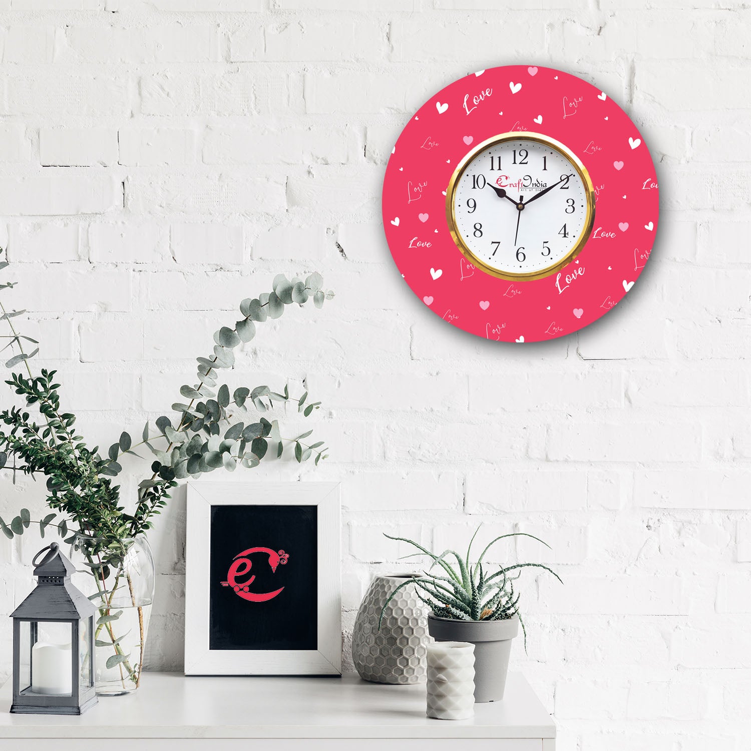 Valentine Love Design Wooden Colorful Round Wall Clock 1