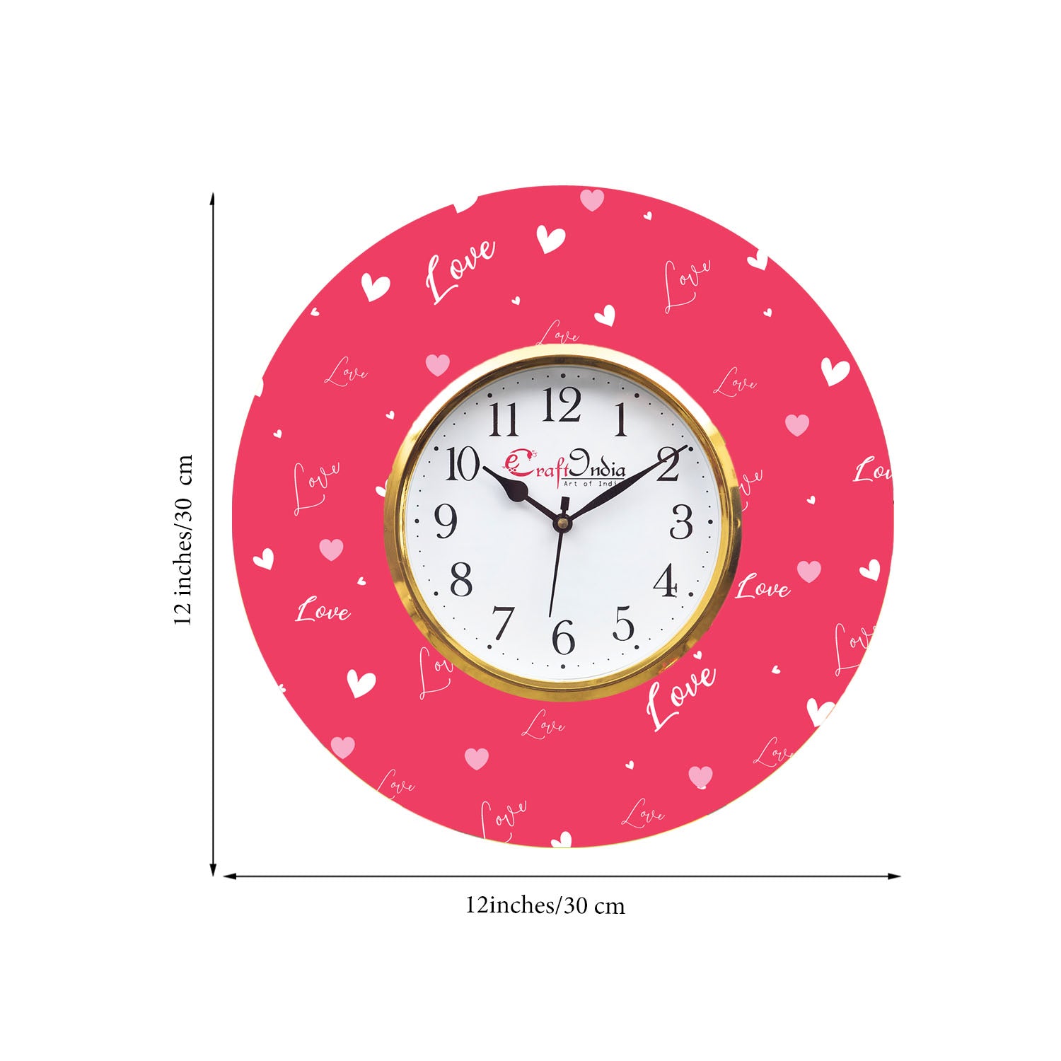 Valentine Love Design Wooden Colorful Round Wall Clock 2