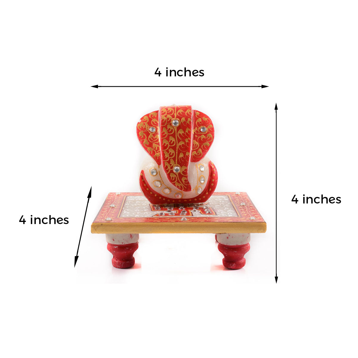 Floral Rakhi for Bhabhi with Ridhi Sidhi Marble chowki and Roli Tikka Matki 1
