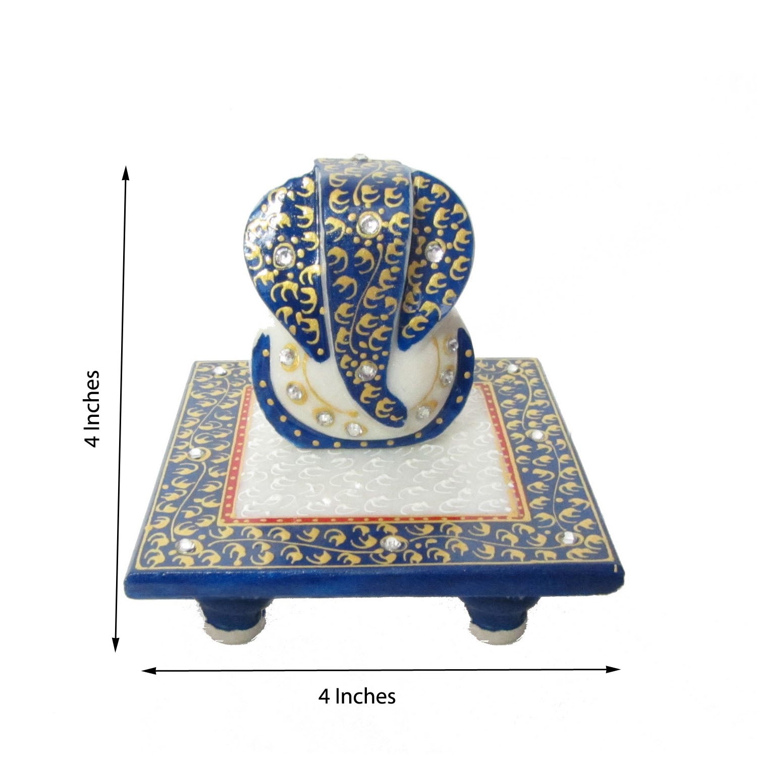Designer Handcrafted Premium Bhaiya Bhabhi Rakhi with Lord Ganesha Marble Chowki and Roli Chawal Pack 2
