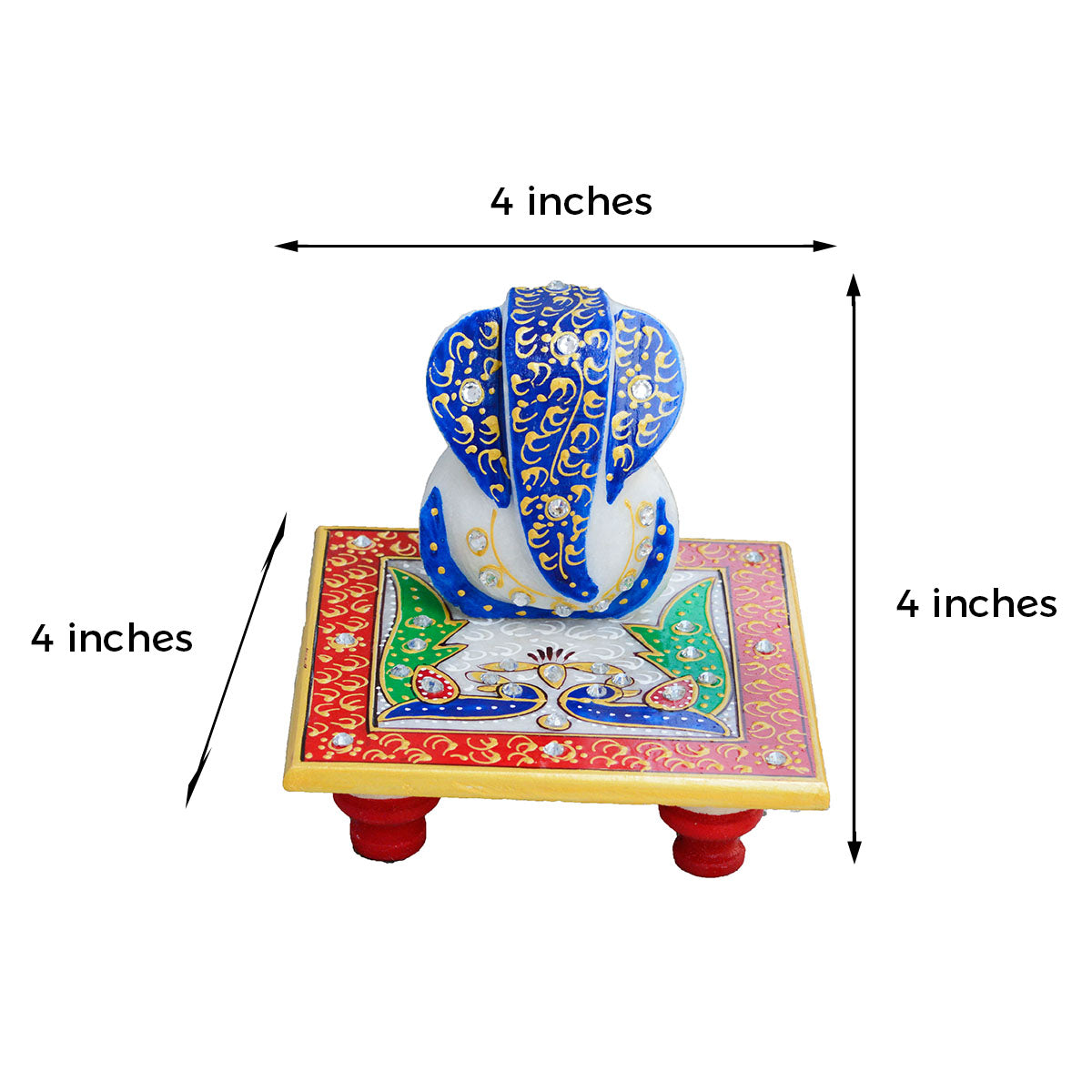 Floral Rakhi for Bhabhi with Lord Ganesha on Marble Chowki and Roli Tikka Matki 1