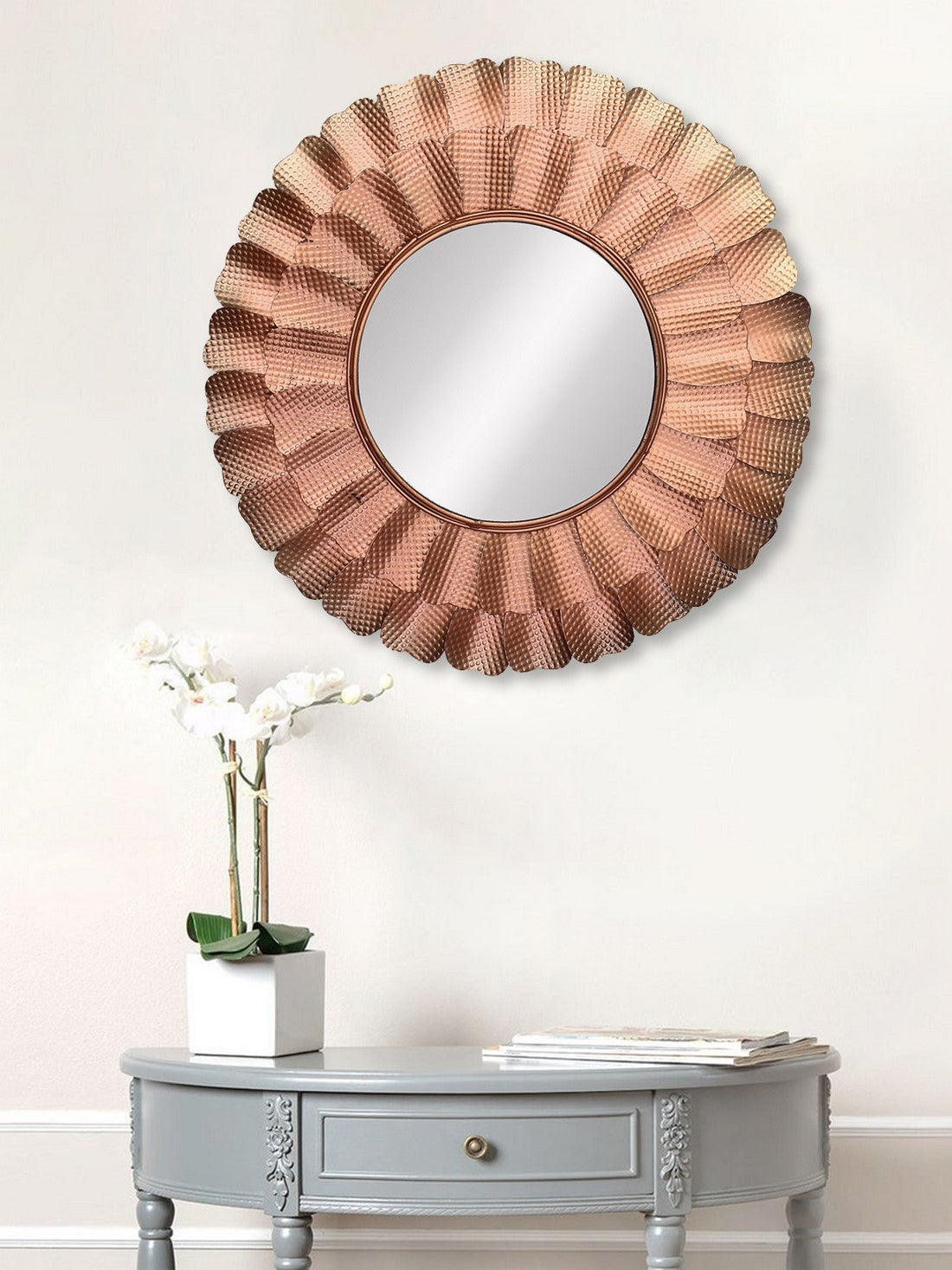 Copper Decorative Metal Handcarved Wall Mirror