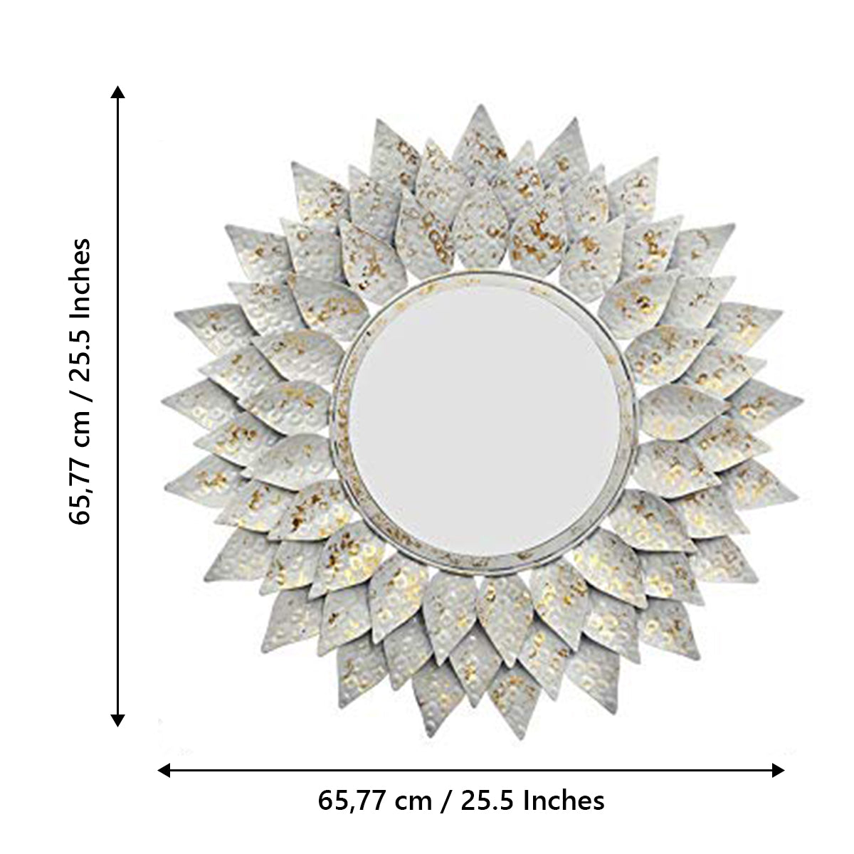White Pattern Decorative Iron Handcrafted Wall Mirror 3