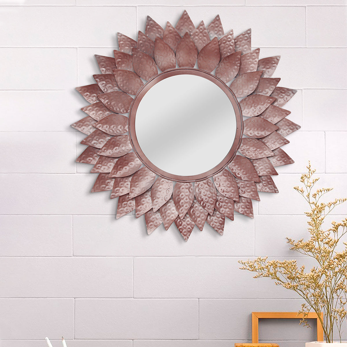 Brown Pattern Decorative Iron Handcrafted Wall Mirror
