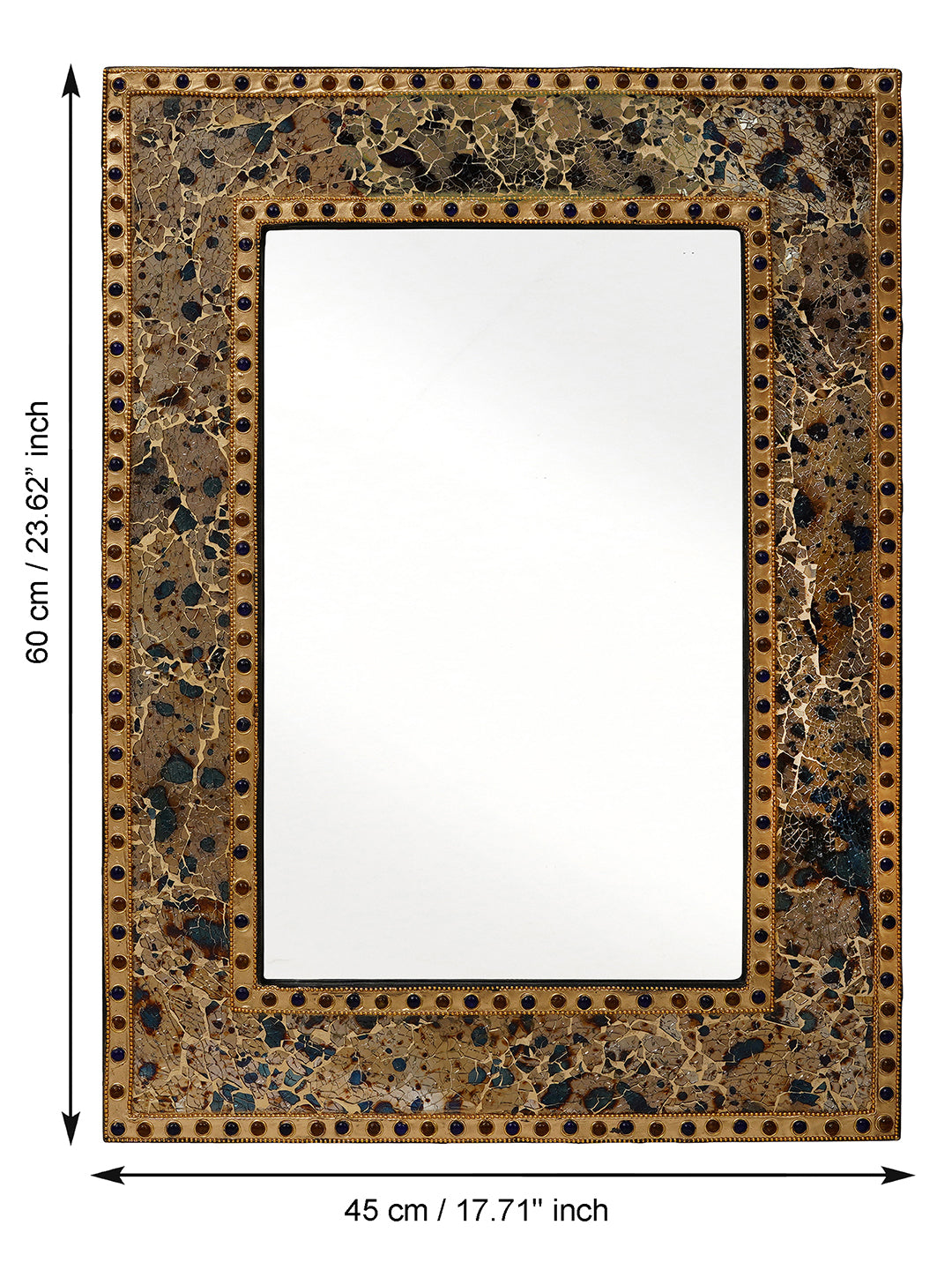 Golden Color Handicrafts Antique Looking Decorative Wooden Wall Mounted Wall Mirror (60*45 cm) 3