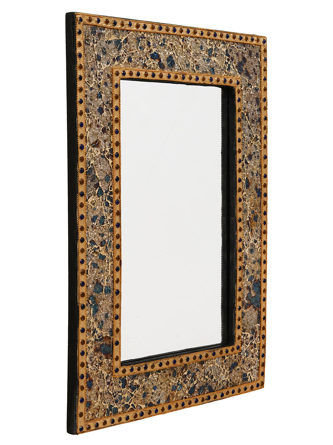 Golden Color Handicrafts Antique Looking Decorative Wooden Wall Mounted Wall Mirror (60*45 cm) 4