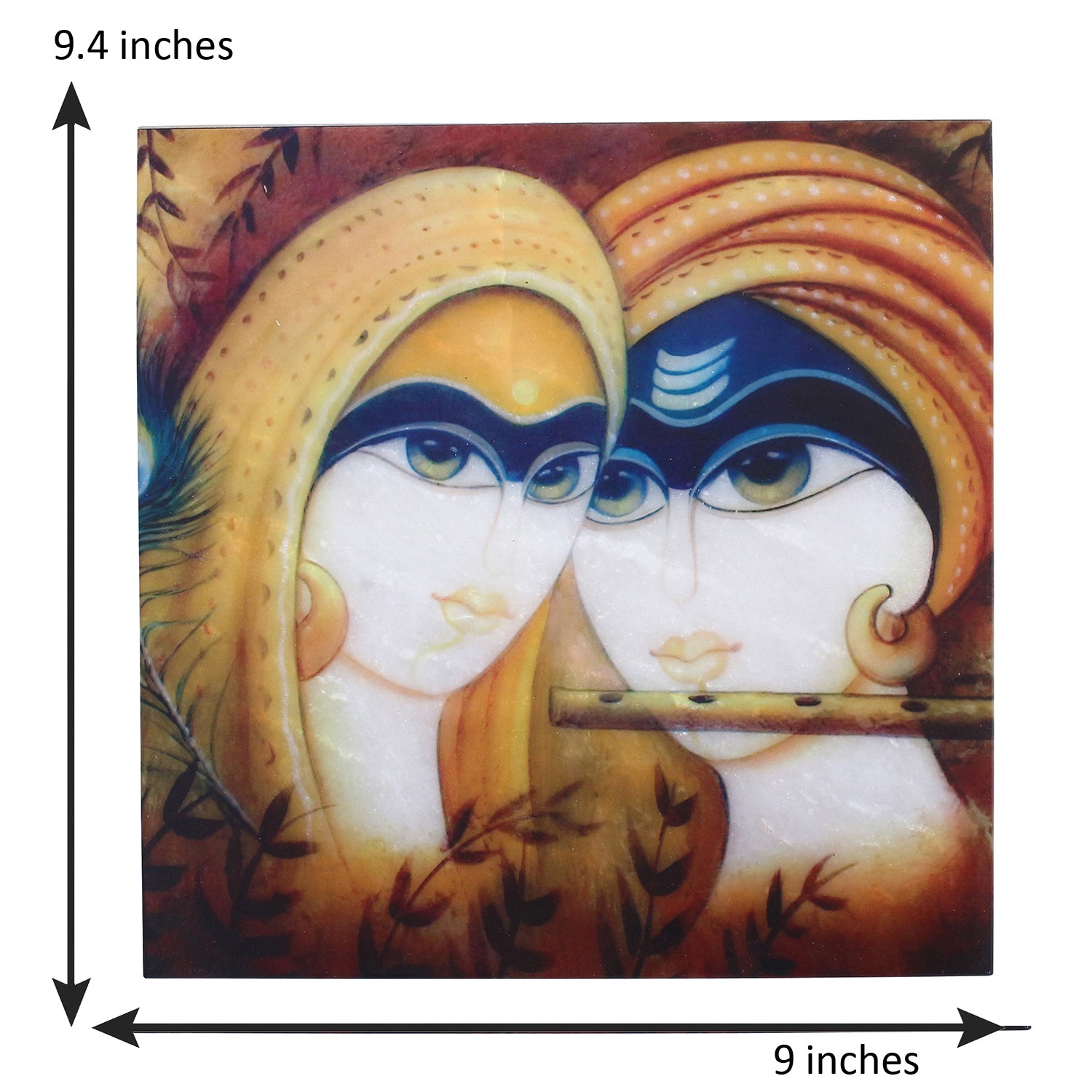 Radha Krishna Painting On Marble Square Tile 2