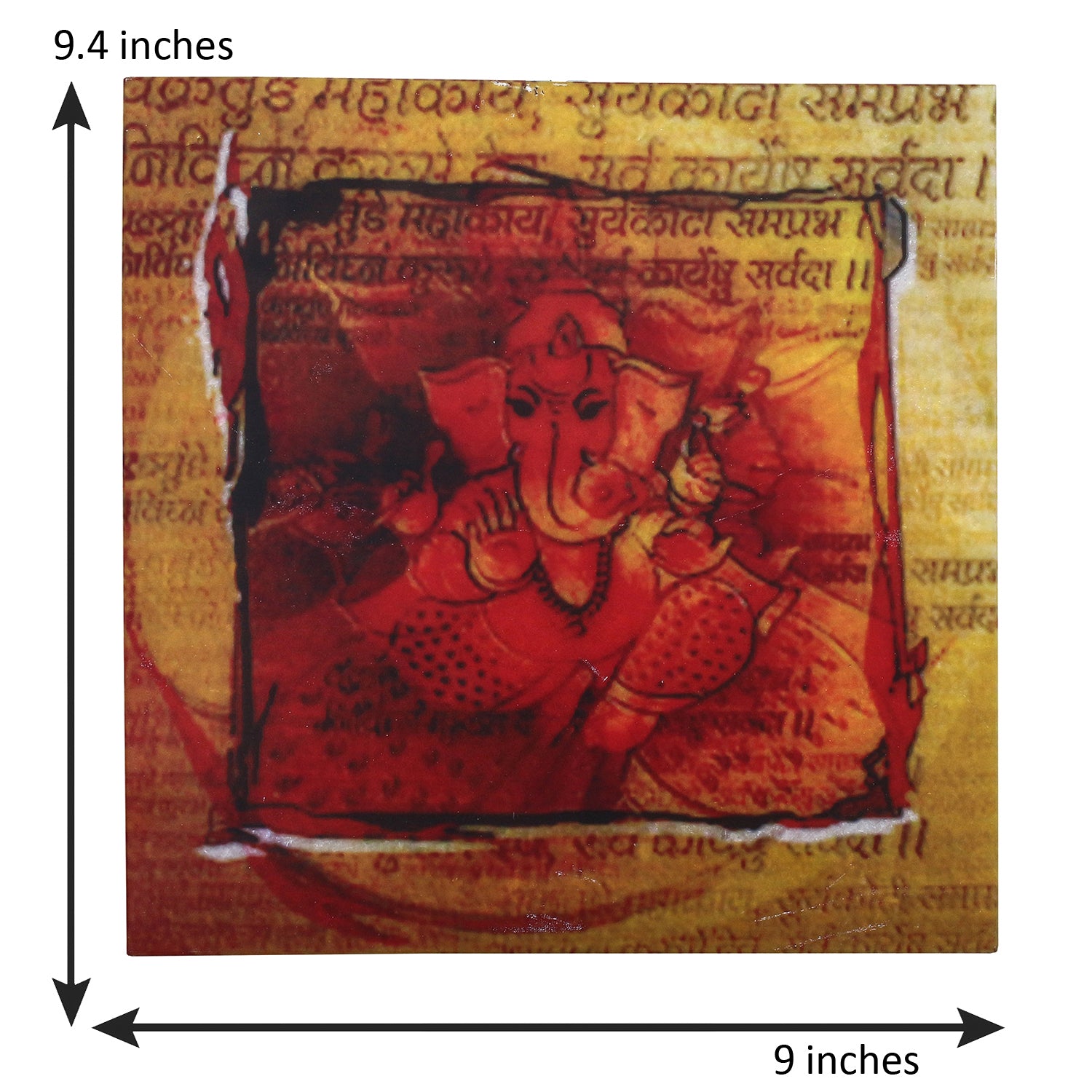 Lord Ganesha Painting On Marble Square Tile 2