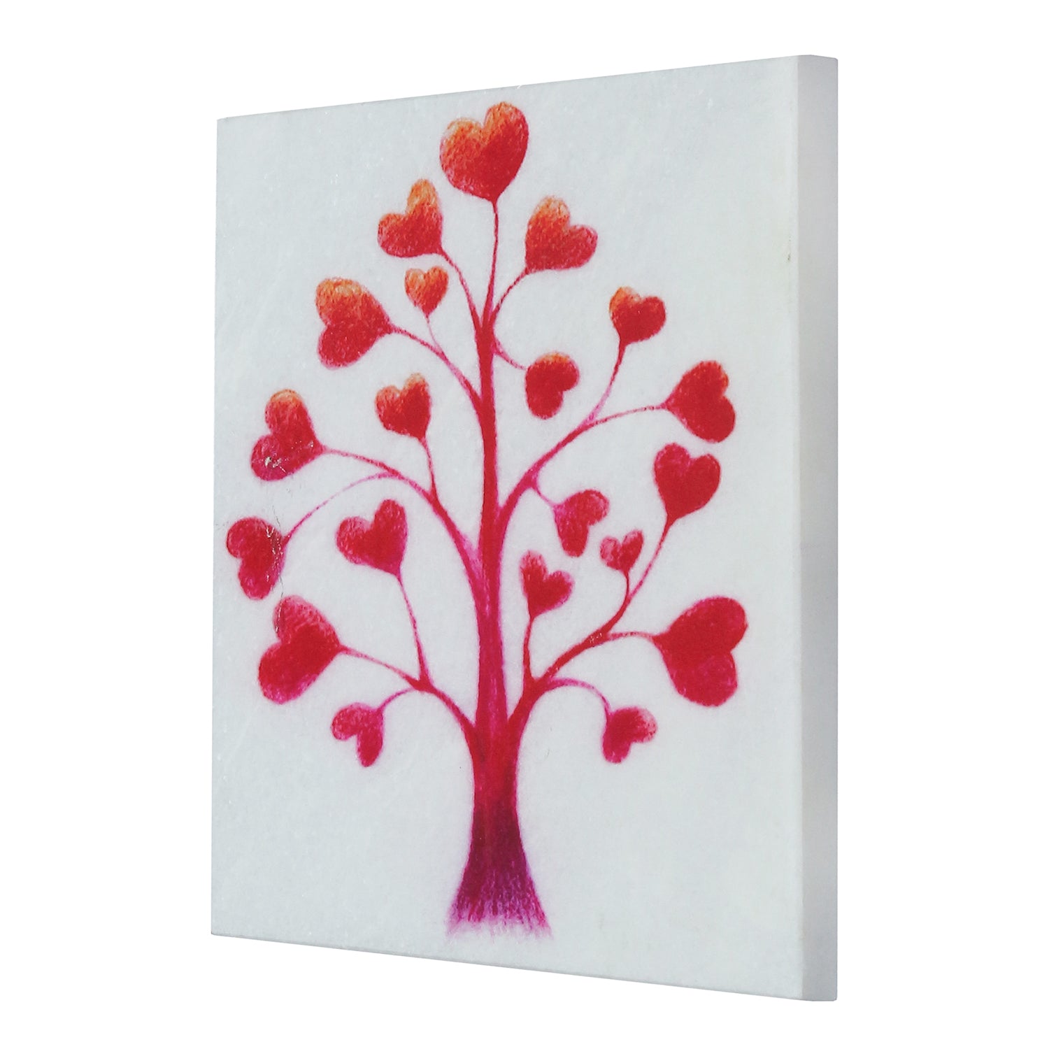 Red Hearts Tree Painting On Marble Square Tile 4