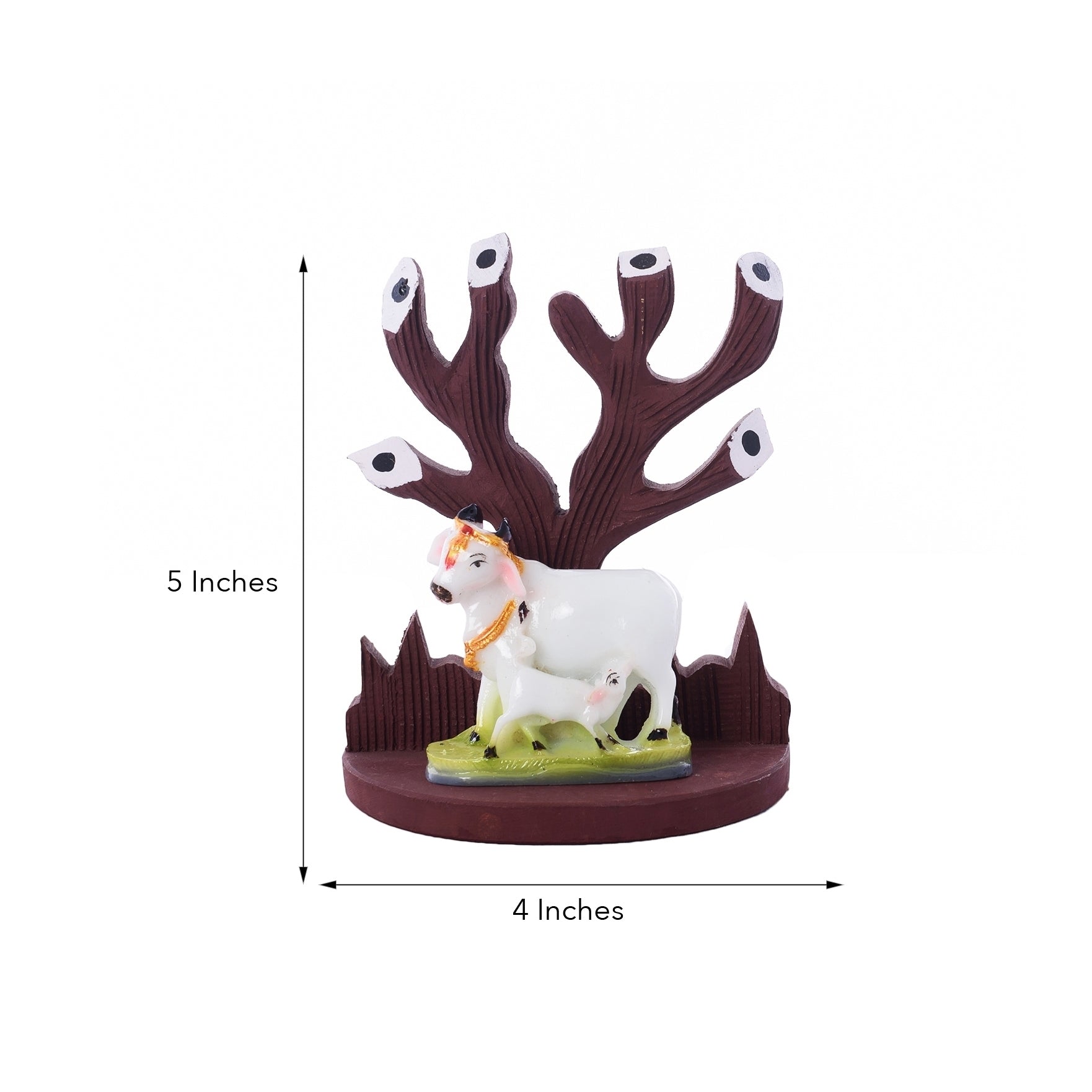 Polyresin Cow and Calf Under Wooden Tree Figurine 2
