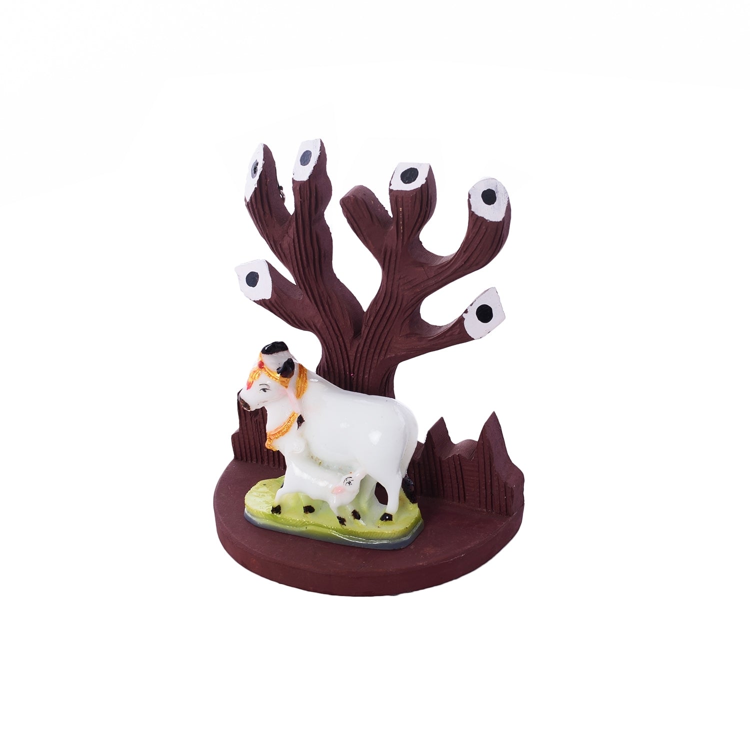 Polyresin Cow and Calf Under Wooden Tree Figurine 4
