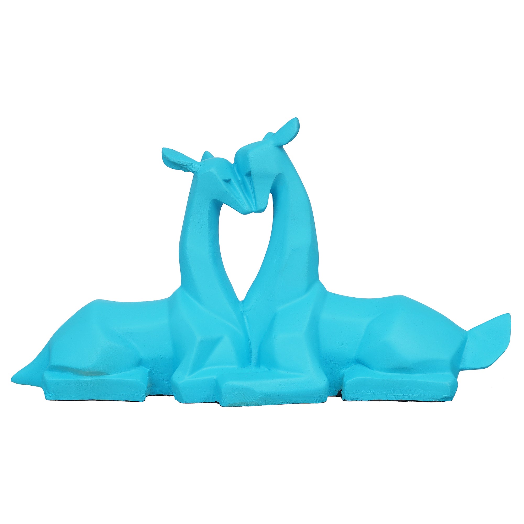 eCraftIndia Blue Polyresin Couple Deer Statues Animal Figurines Decorative Showpieces 2