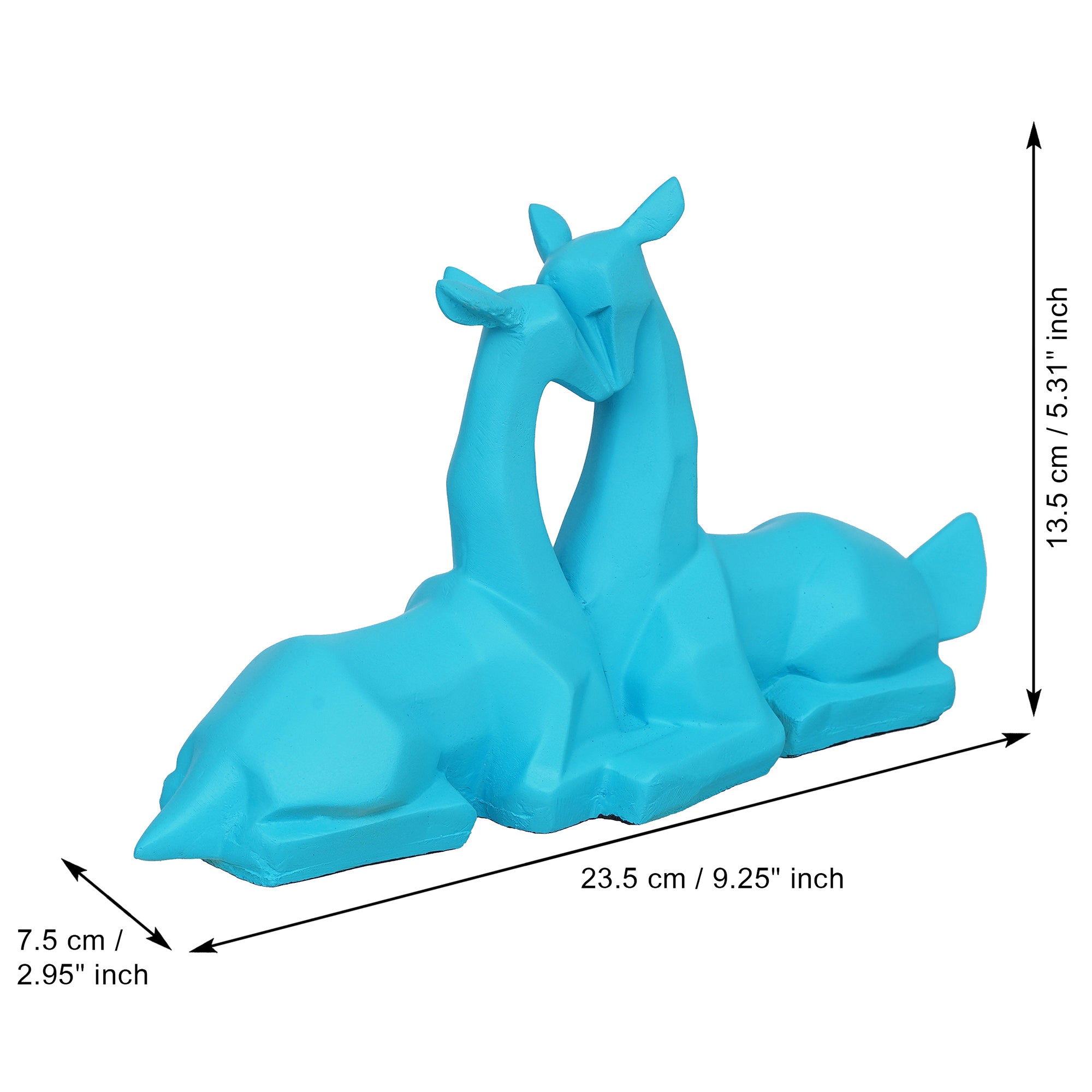 eCraftIndia Blue Polyresin Couple Deer Statues Animal Figurines Decorative Showpieces 3