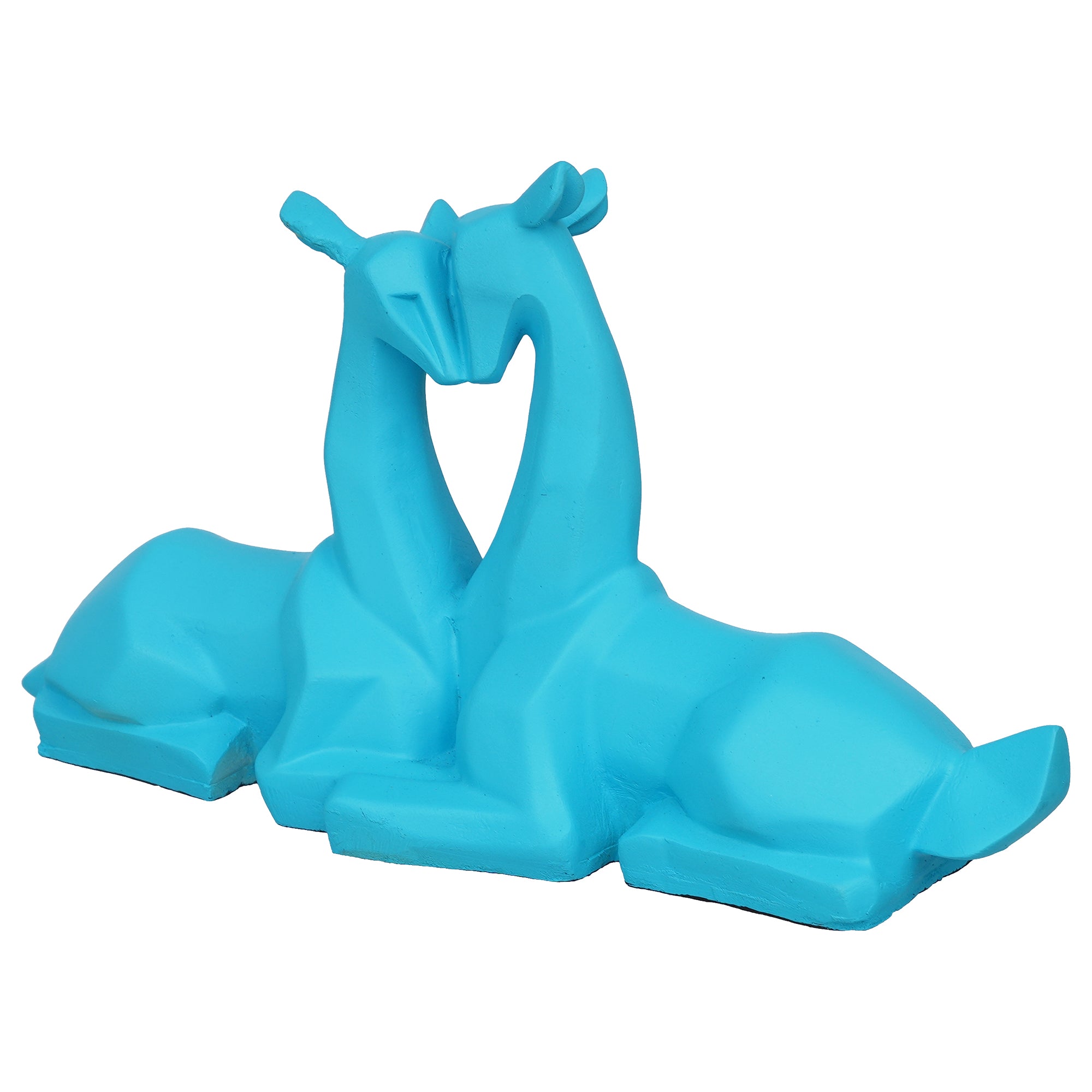 eCraftIndia Blue Polyresin Couple Deer Statues Animal Figurines Decorative Showpieces 7