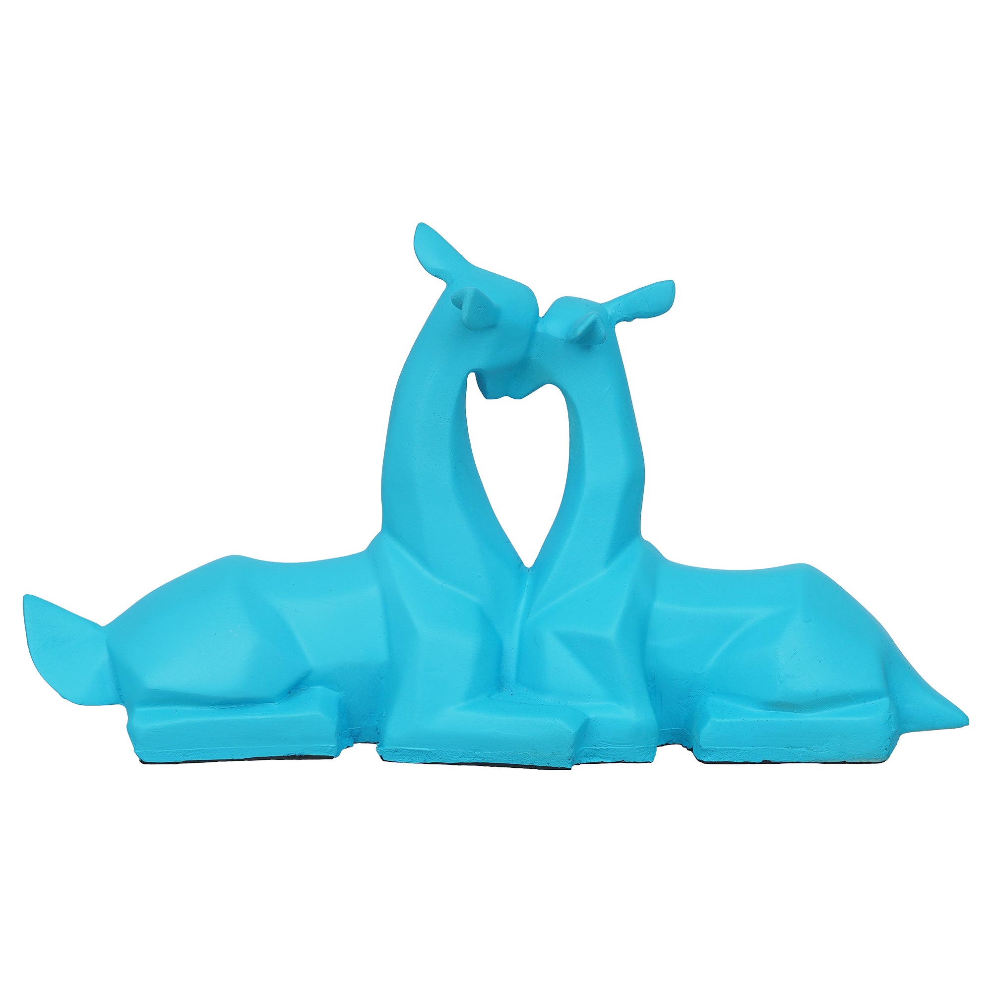 eCraftIndia Blue Polyresin Couple Deer Statues Animal Figurines Decorative Showpieces 8