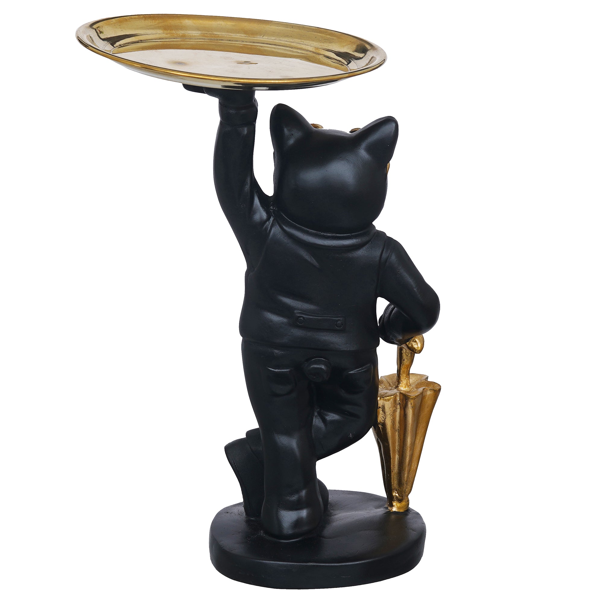 eCraftIndia Golden Black Cat Statue in Formal Dress and Sunglasses with Umbrella Animal Showpiece 8