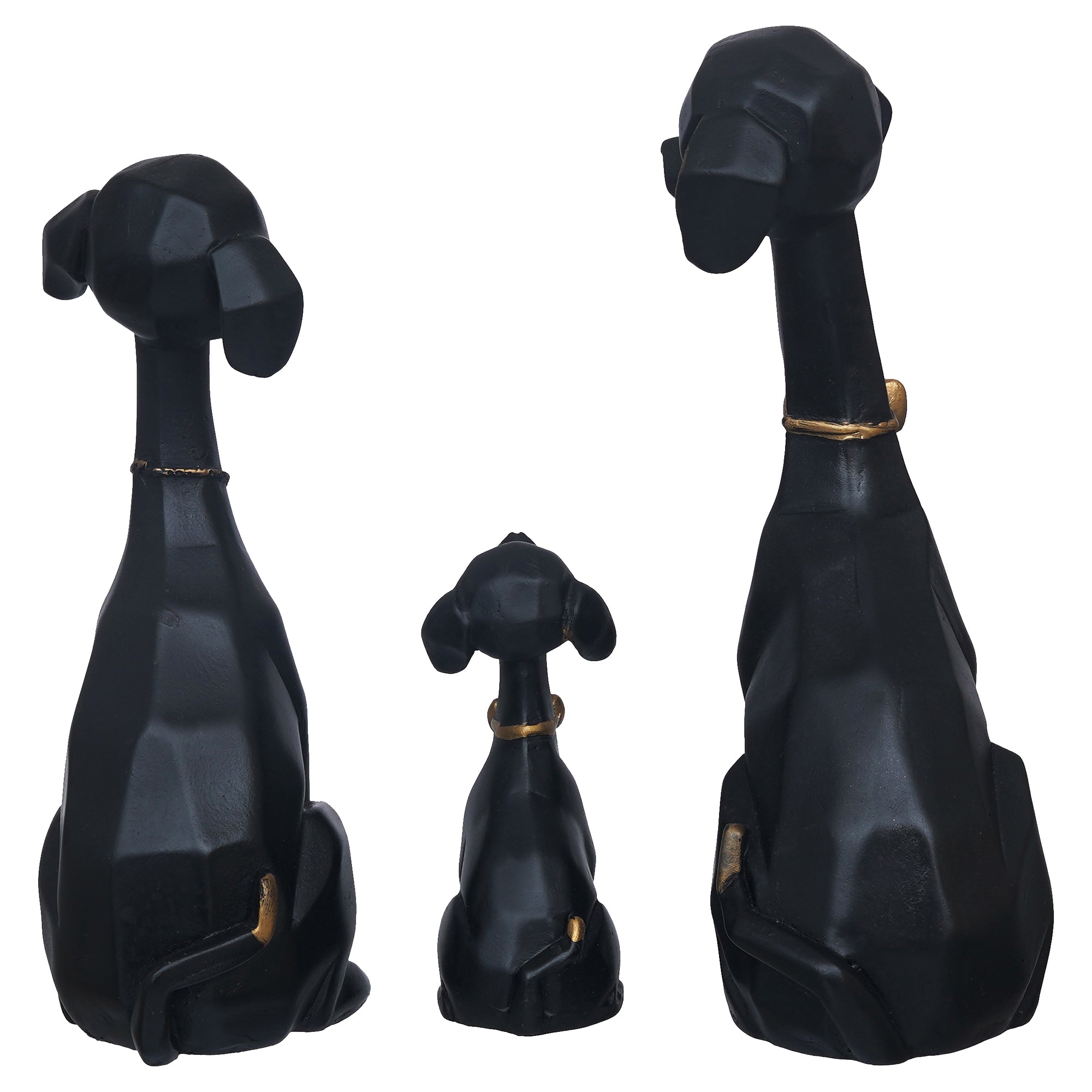 eCraftIndia Black and Golden Set of 3 Cute Dog Statues Animal Figurines Decorative Showpieces for Home Decor 8
