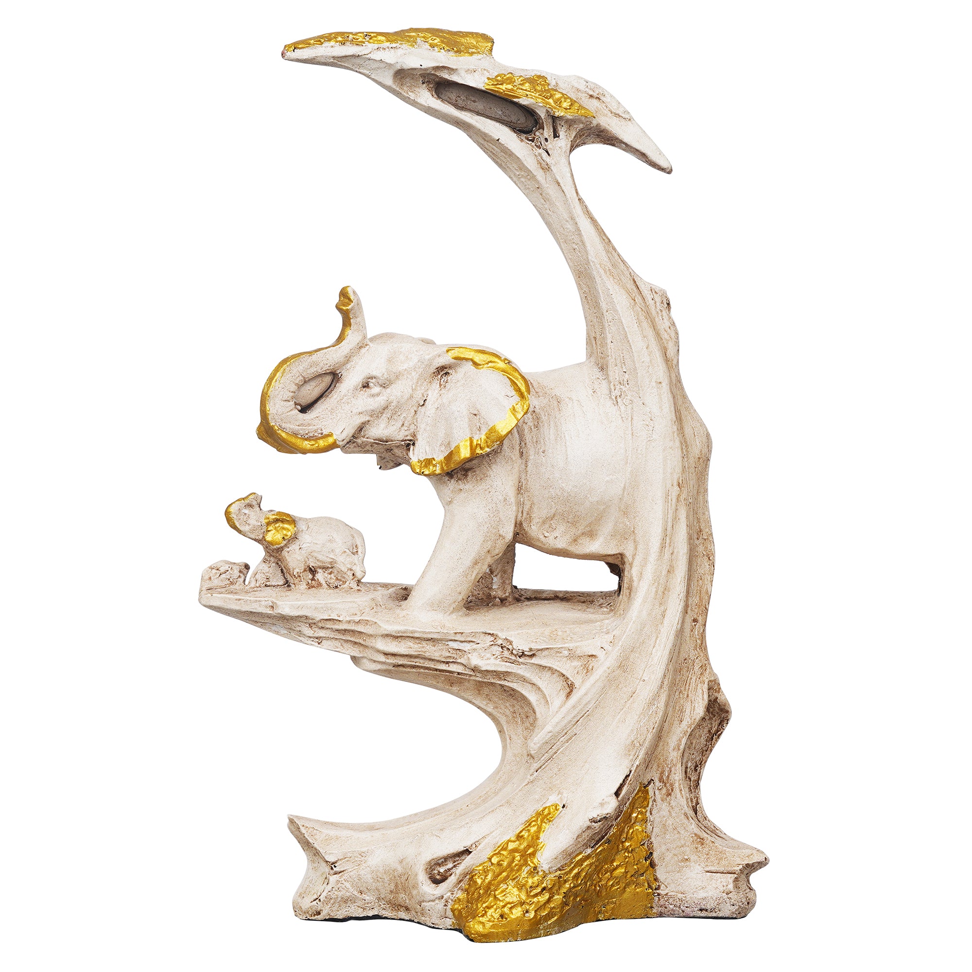 eCraftIndia Polyresin Rock Sceneric Set of 2 Elephant Statues Animal Figurines Decorative Showpiece 2