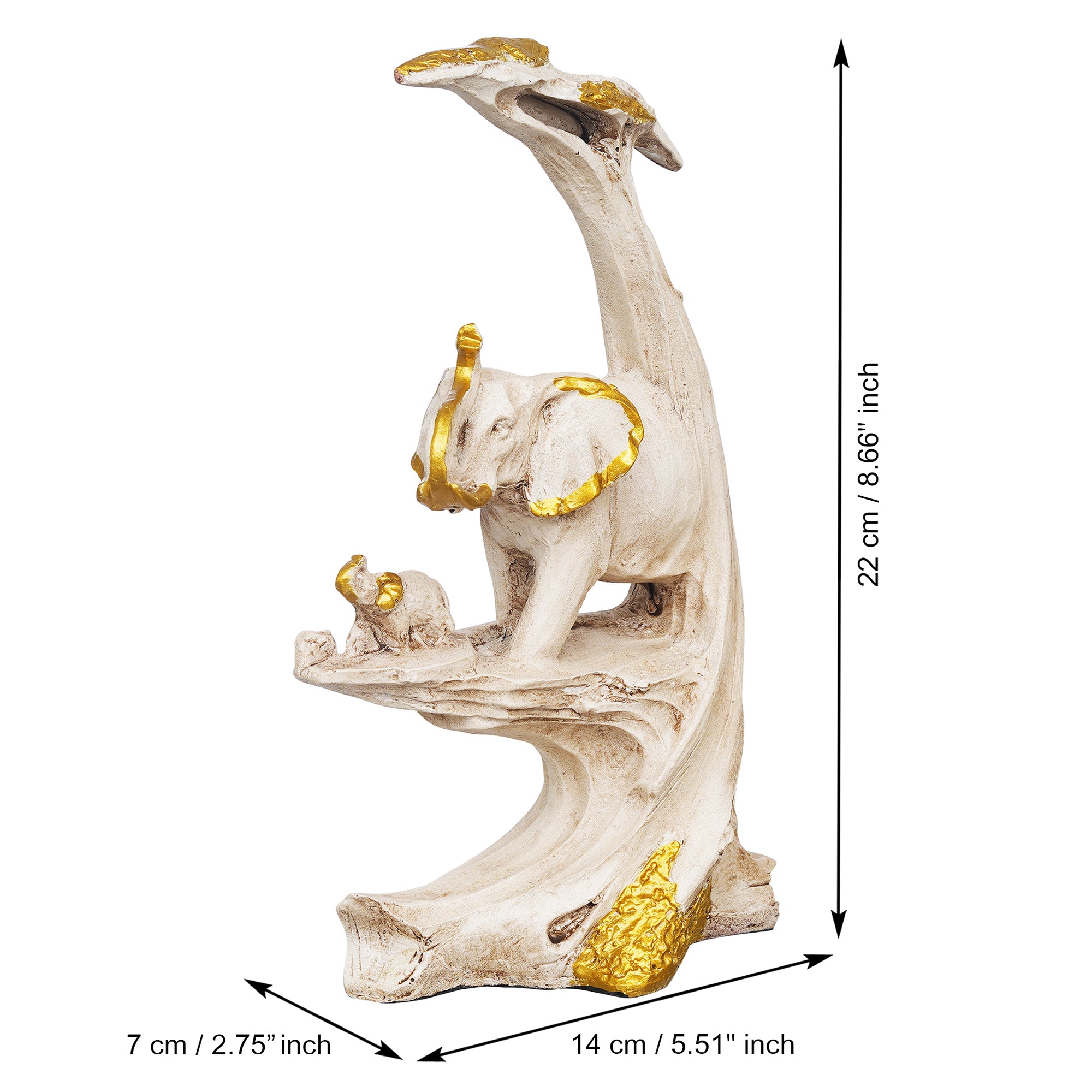 eCraftIndia Polyresin Rock Sceneric Set of 2 Elephant Statues Animal Figurines Decorative Showpiece 3