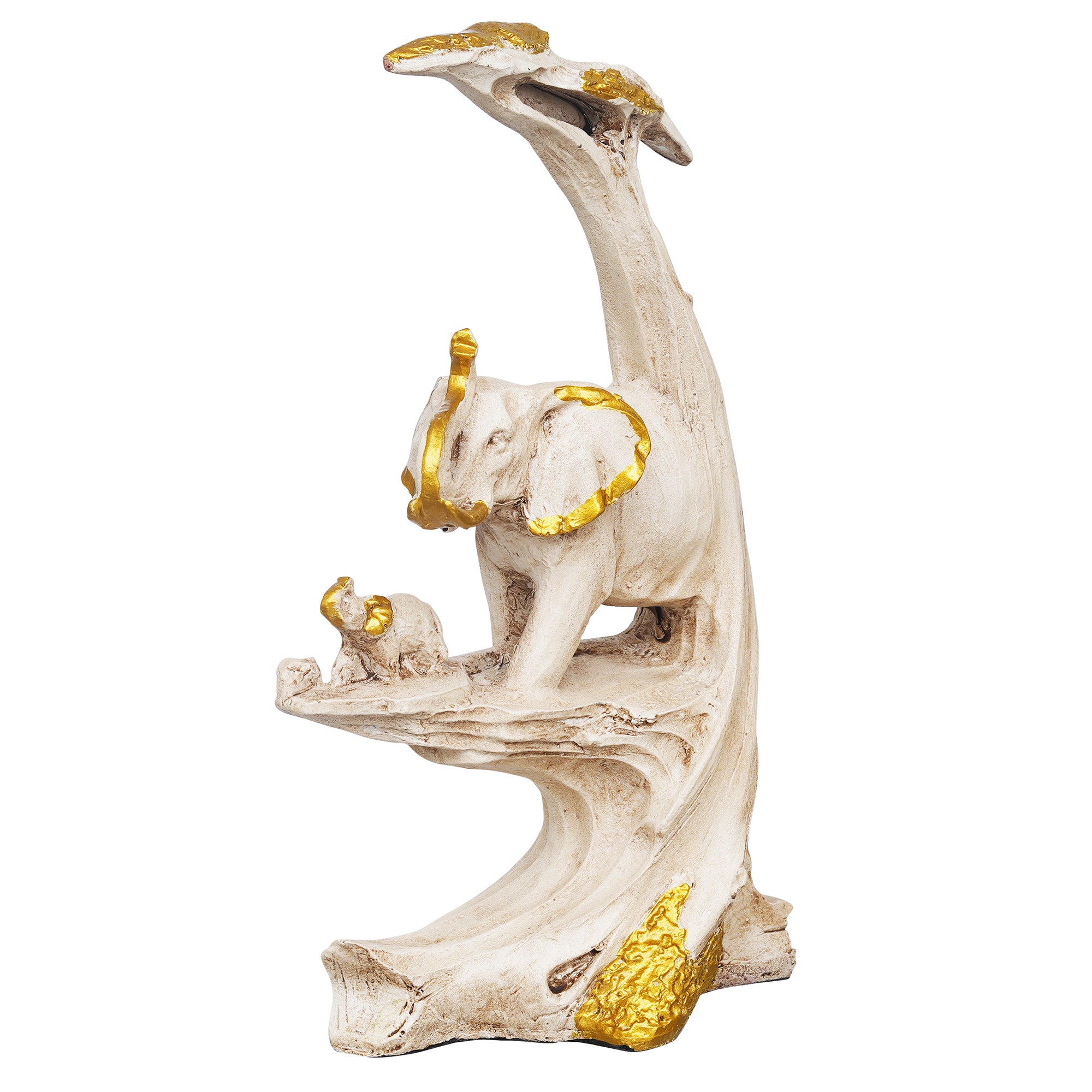 eCraftIndia Polyresin Rock Sceneric Set of 2 Elephant Statues Animal Figurines Decorative Showpiece 6