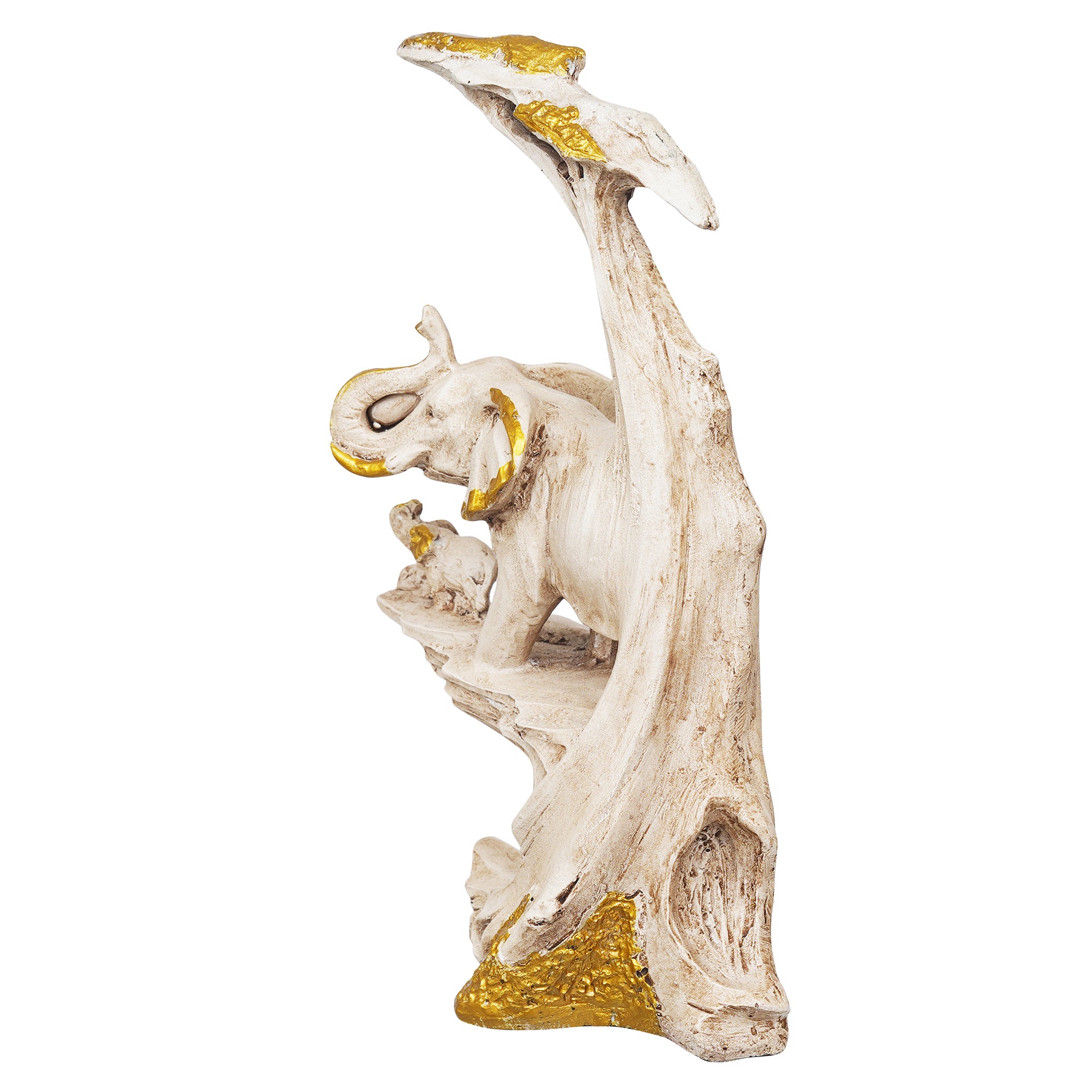 eCraftIndia Polyresin Rock Sceneric Set of 2 Elephant Statues Animal Figurines Decorative Showpiece 7