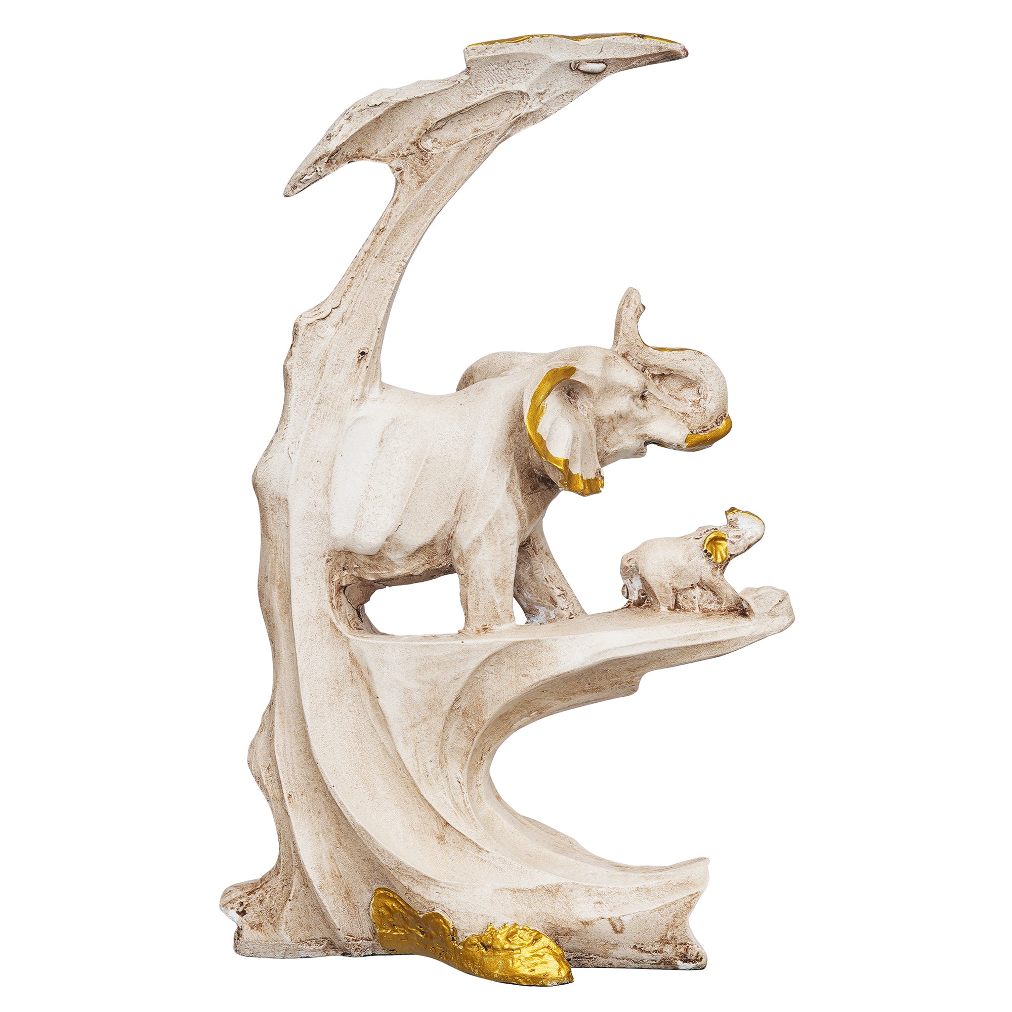 eCraftIndia Polyresin Rock Sceneric Set of 2 Elephant Statues Animal Figurines Decorative Showpiece 8