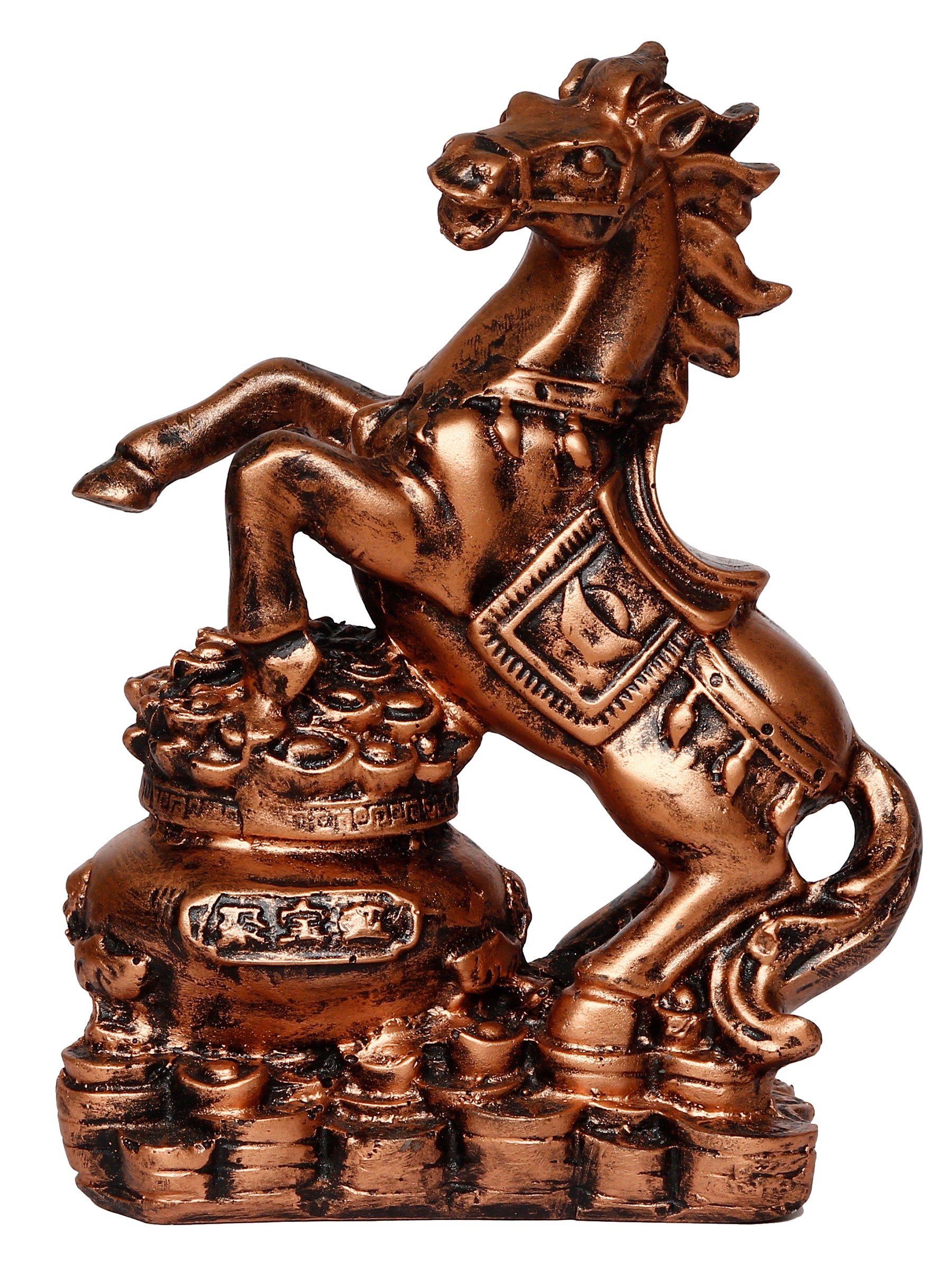Polyresin Copper Antique Look Decorative Jumping Horse Statue Showpiece 2