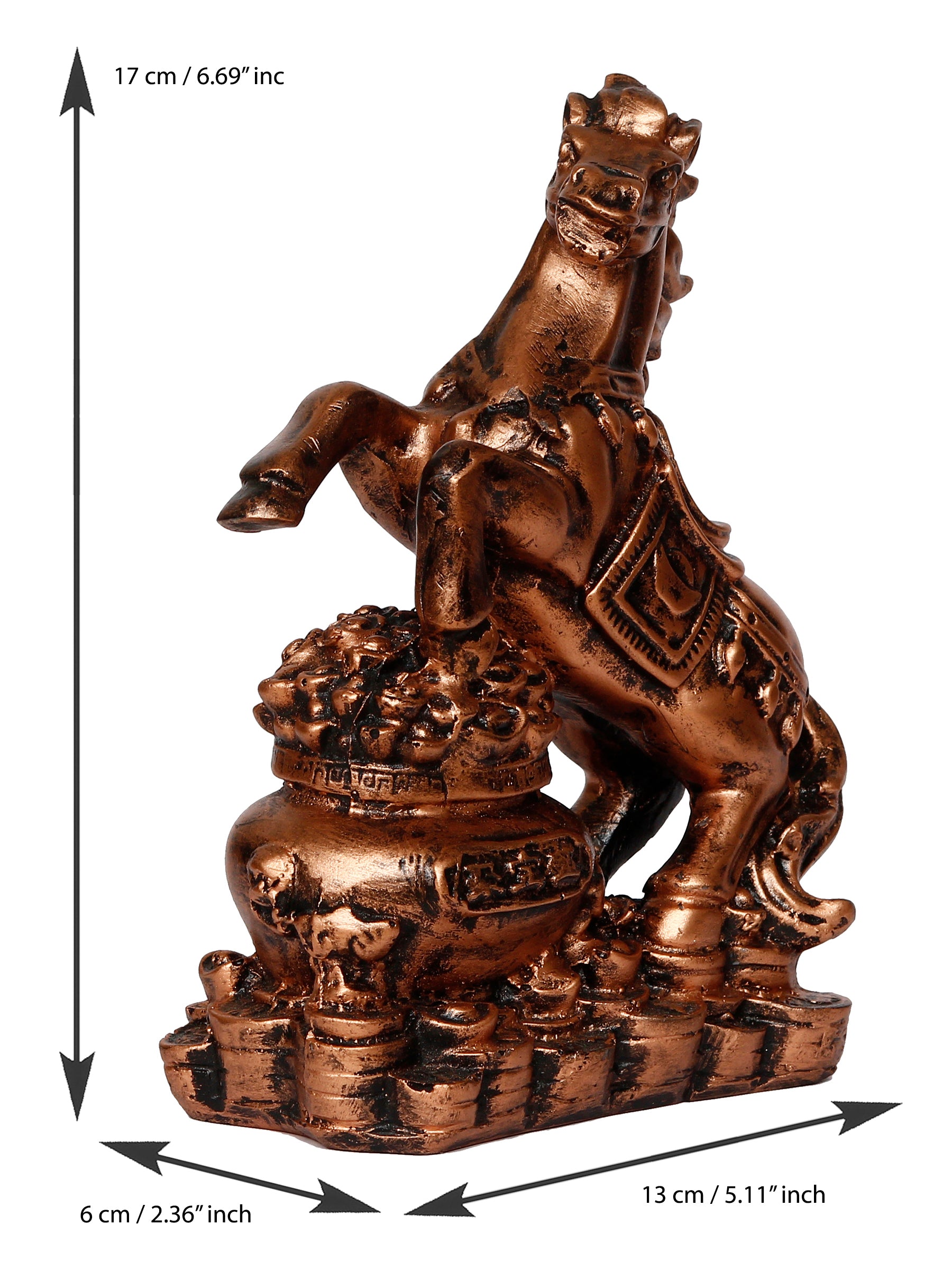 Polyresin Copper Antique Look Decorative Jumping Horse Statue Showpiece 3