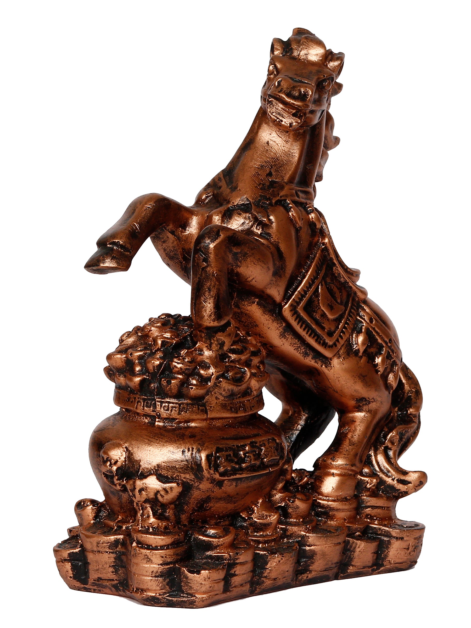 Polyresin Copper Antique Look Decorative Jumping Horse Statue Showpiece 4
