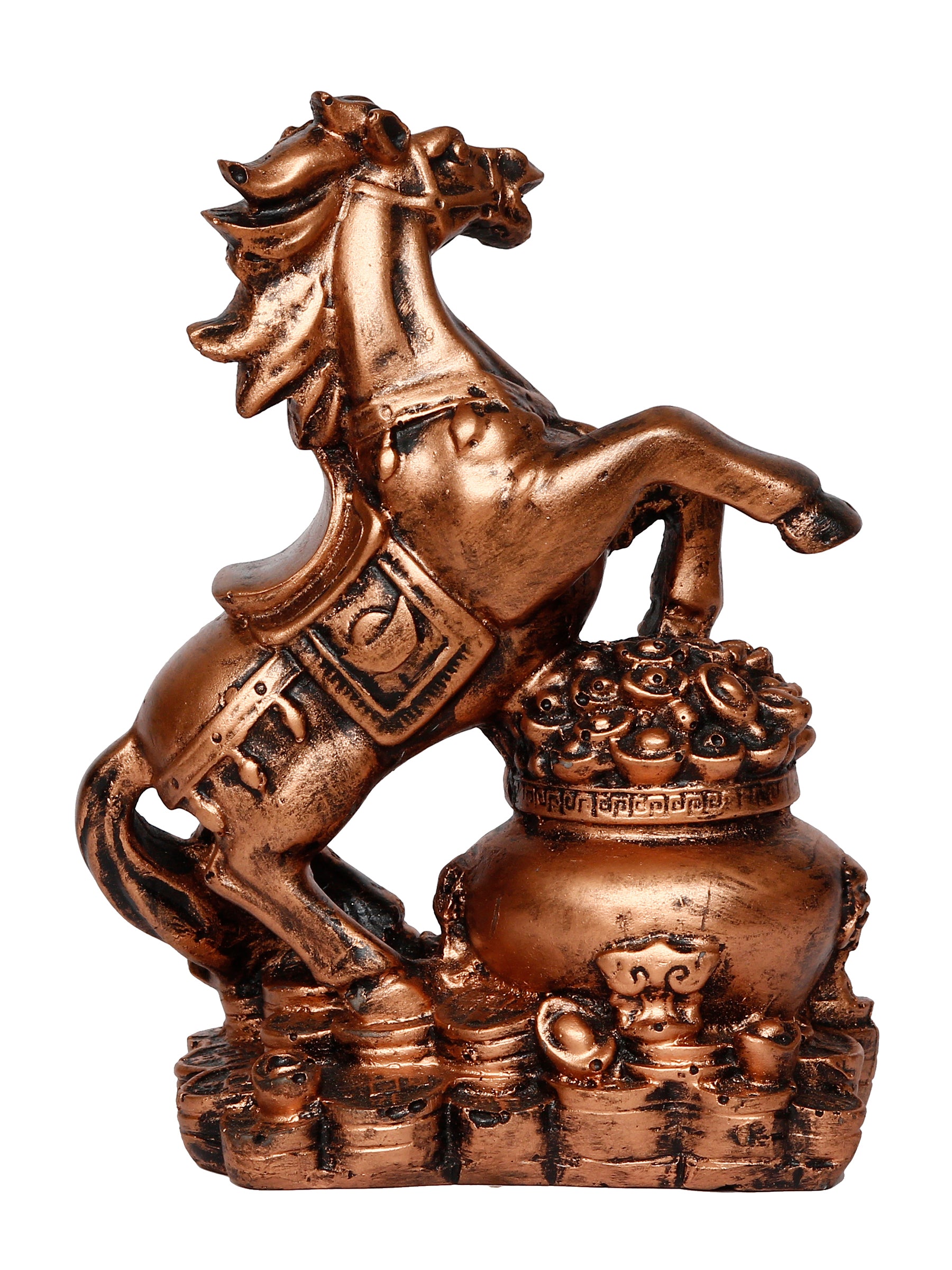 Polyresin Copper Antique Look Decorative Jumping Horse Statue Showpiece 5
