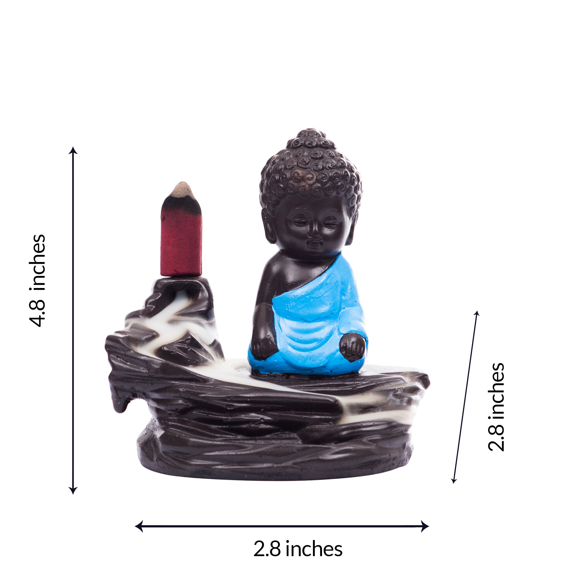 Meditating Monk Buddha Smoke Fountain with 10 Backflow Cone Decorative Incense Holder 2