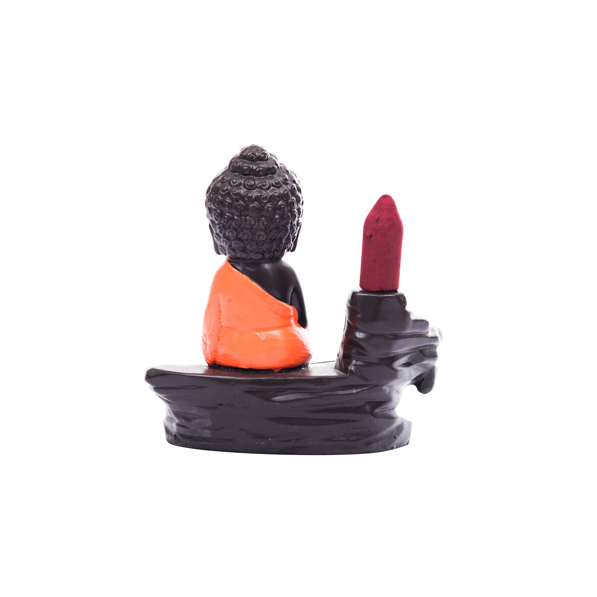 Meditating Monk Buddha Statue Smoke Backflow Cone Incense Holder Decorative Showpiece With 10 Backflow Incense Cone 5