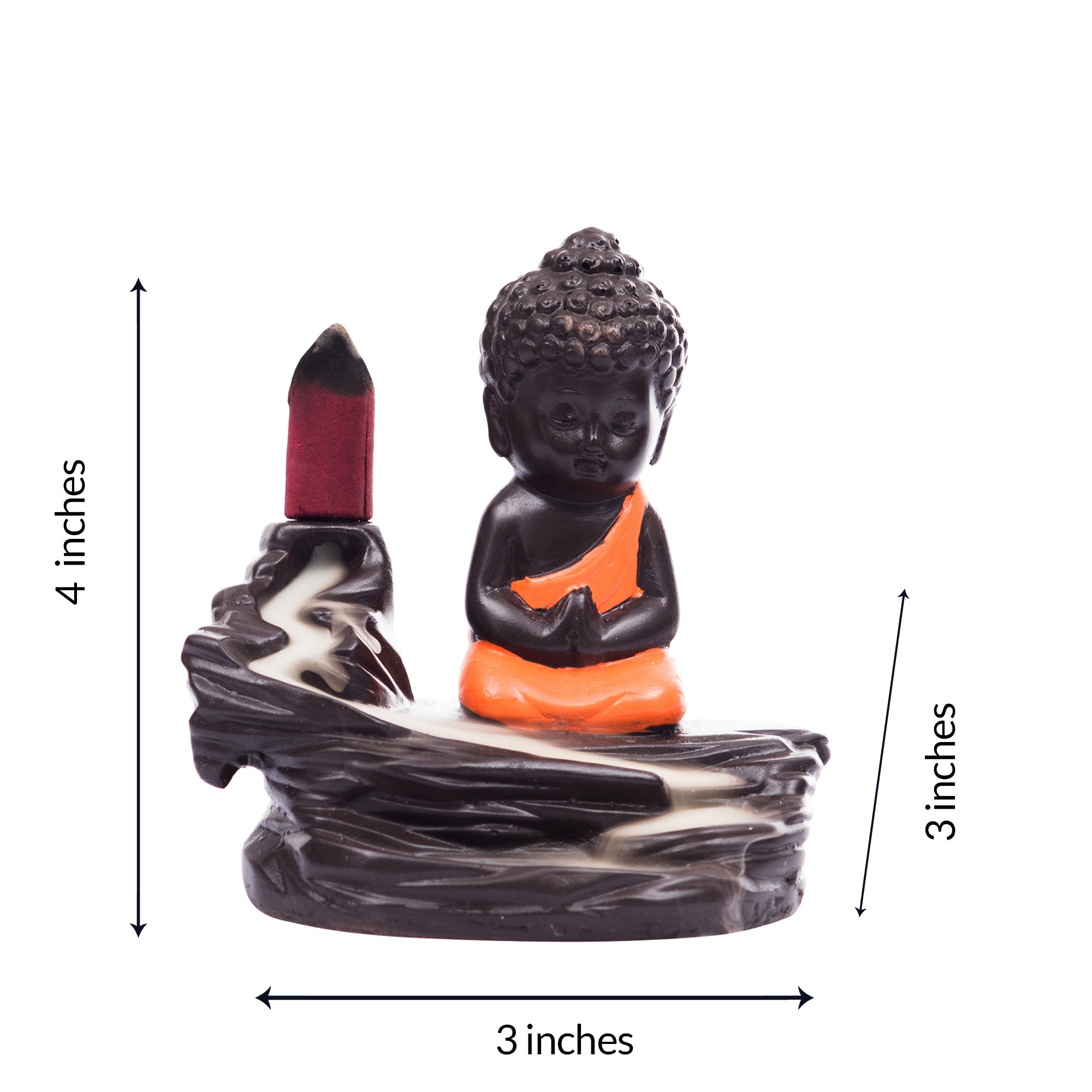 Meditating Monk Buddha Smoke Fountain with 10 Backflow Cone Decorative Incense Holder 2