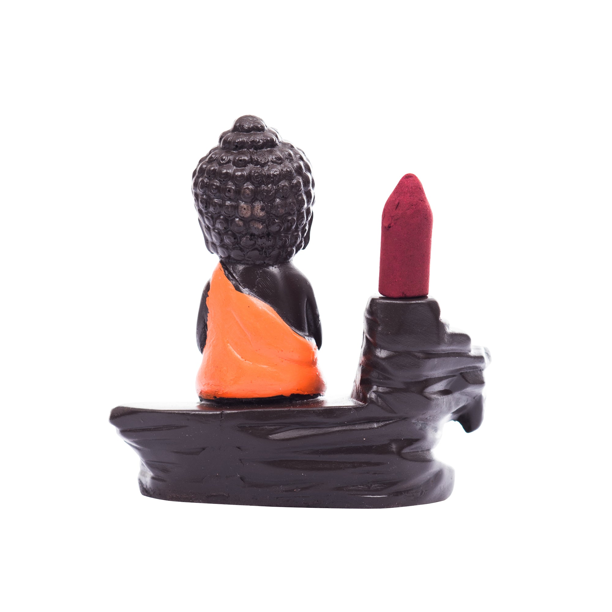 Meditating Monk Buddha Smoke Fountain with 10 Backflow Cone Decorative Incense Holder 5