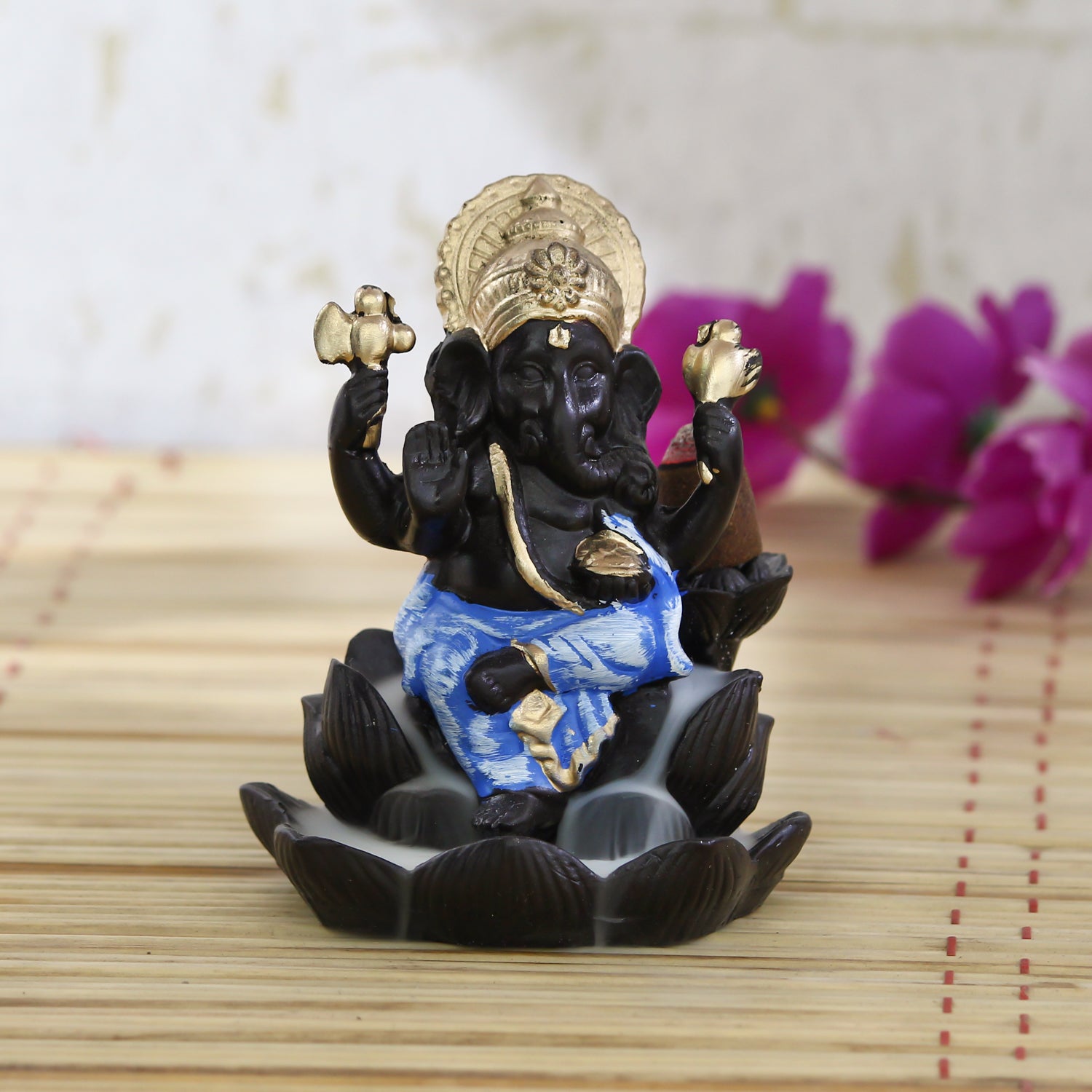 Lord Ganesha Idol Smoke Backflow Cone Incense Holder Decorative Showpiece