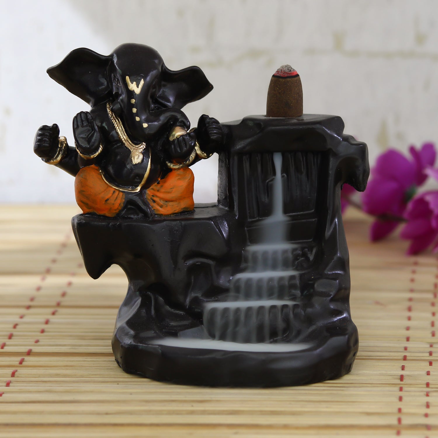 Lord Ganesha Idol Smoke Backflow Cone Incense Holder Decorative Showpiece