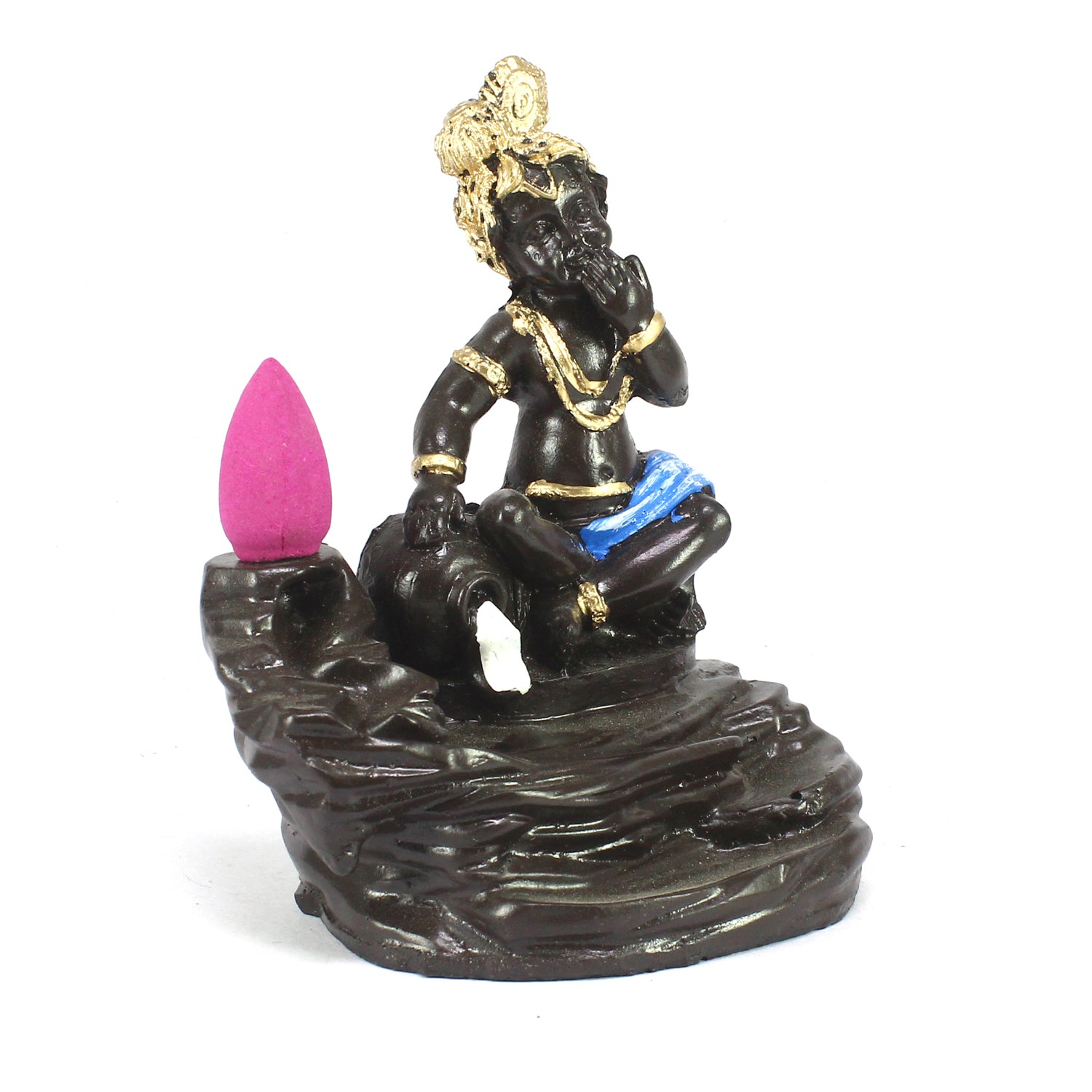 Lord Blue Krishna Smoke Backflow Cone Incense Holder Decorative Showpiece 3