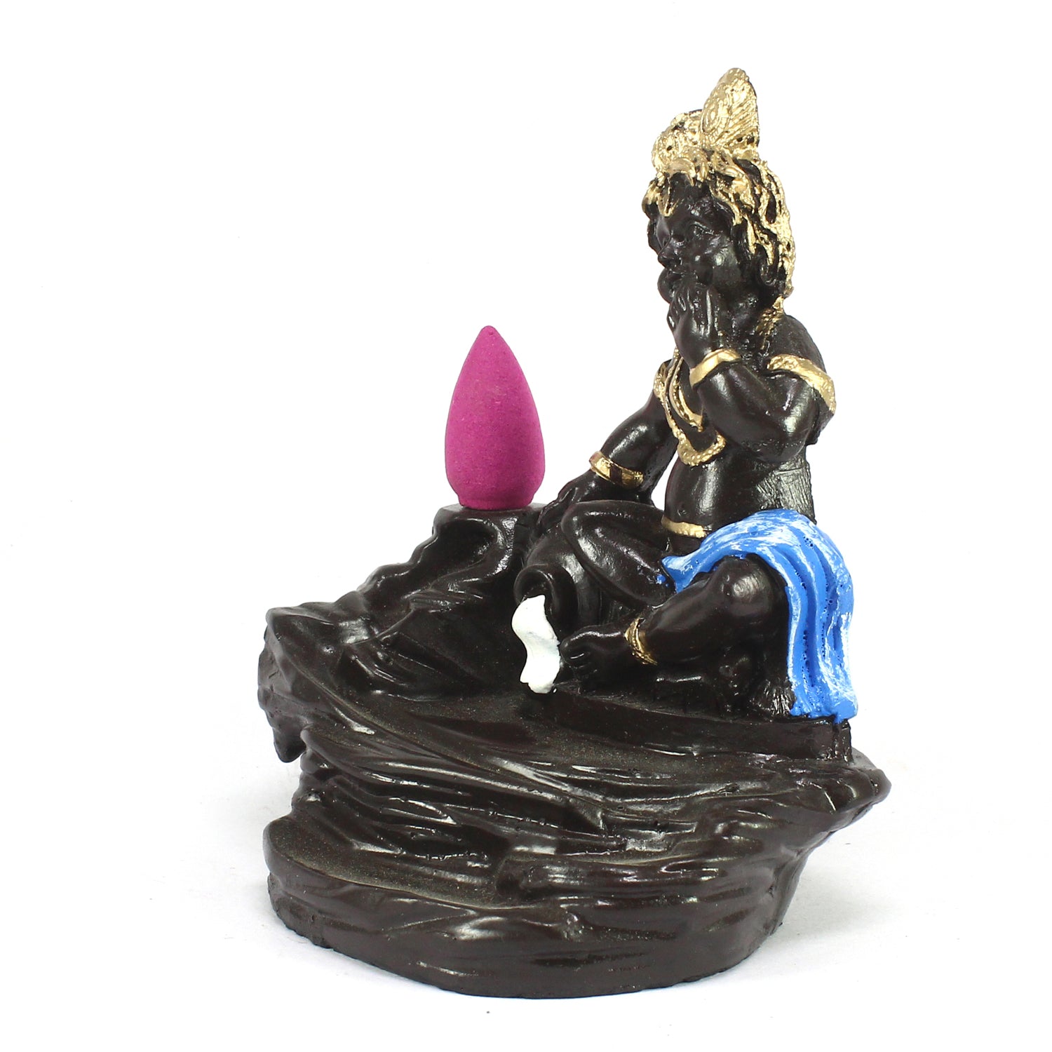 Lord Blue Krishna Smoke Backflow Cone Incense Holder Decorative Showpiece 4