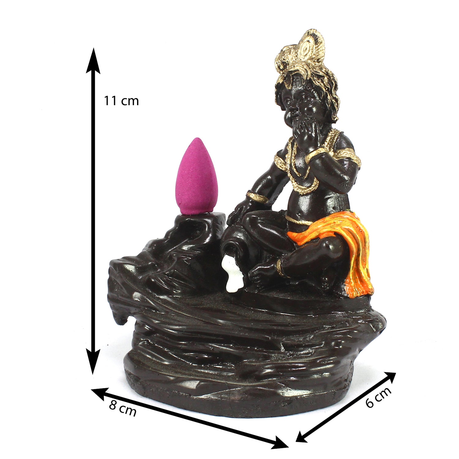 Lord Krishna Idol Smoke Backflow Cone Incense Holder Decorative Showpiece 2