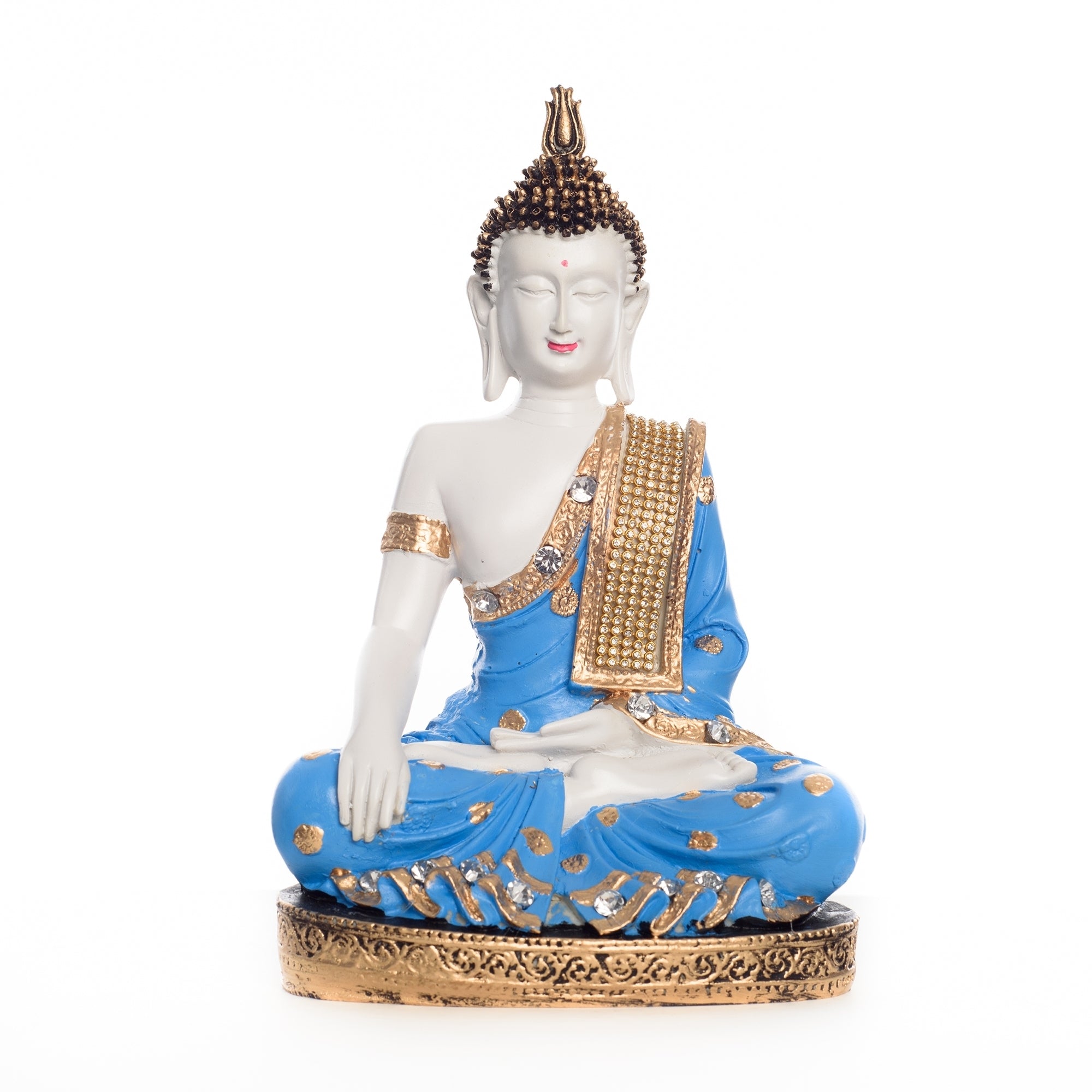 Polyresin Blue & White Meditating Lord Buddha Statue 1