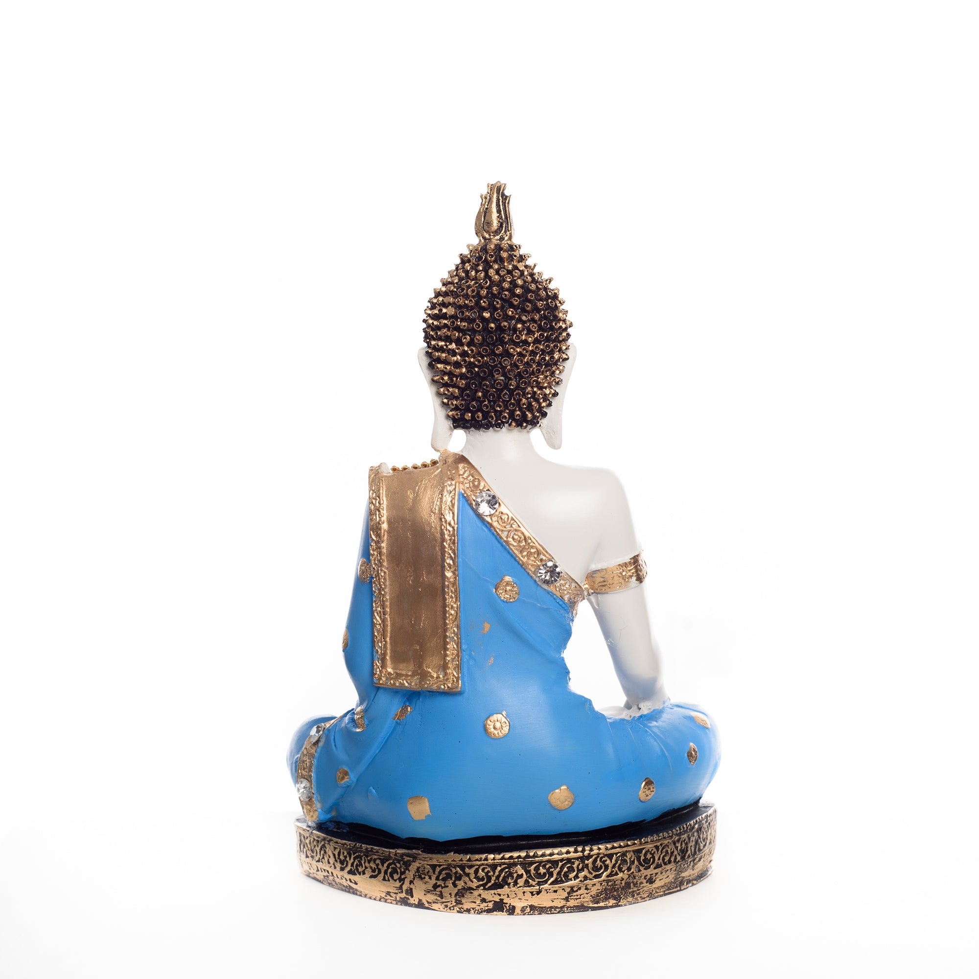 Polyresin Blue & White Meditating Lord Buddha Statue 4