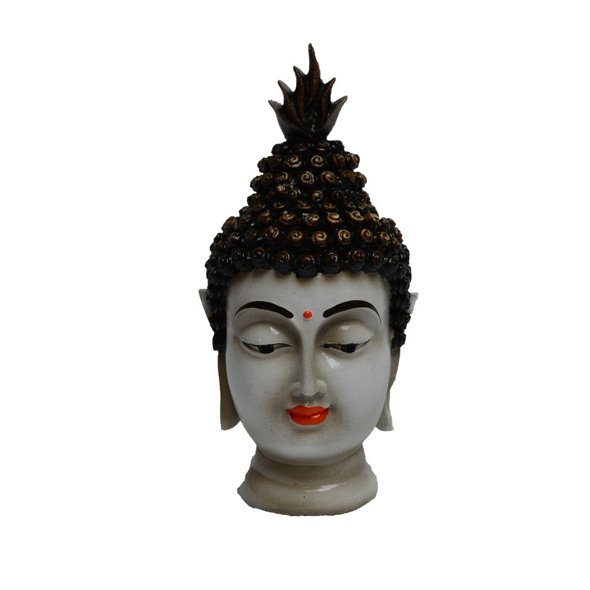Polyresin Black and White Meditating Buddha Head Statue